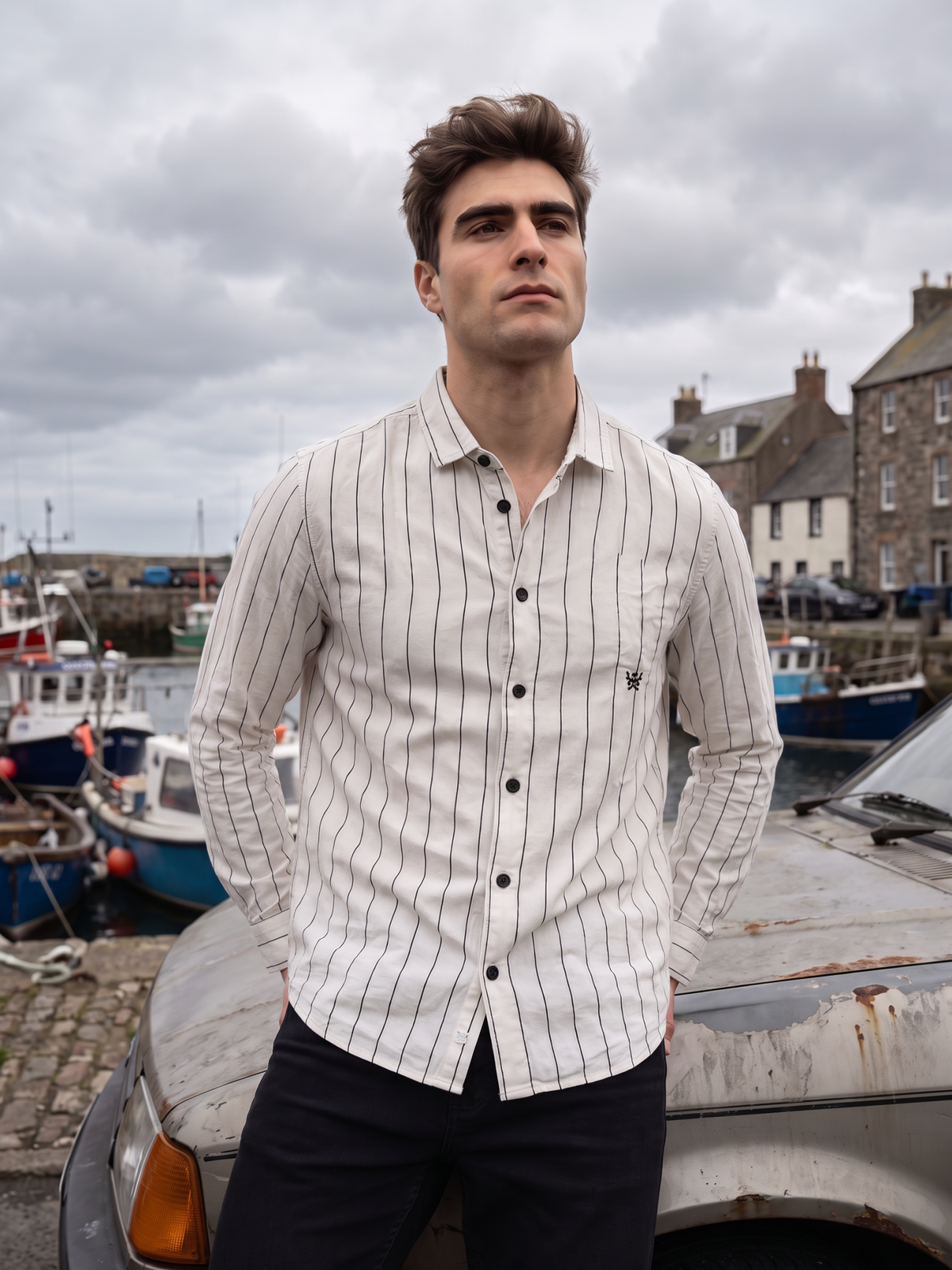 Men's White Pinstripe Shirt