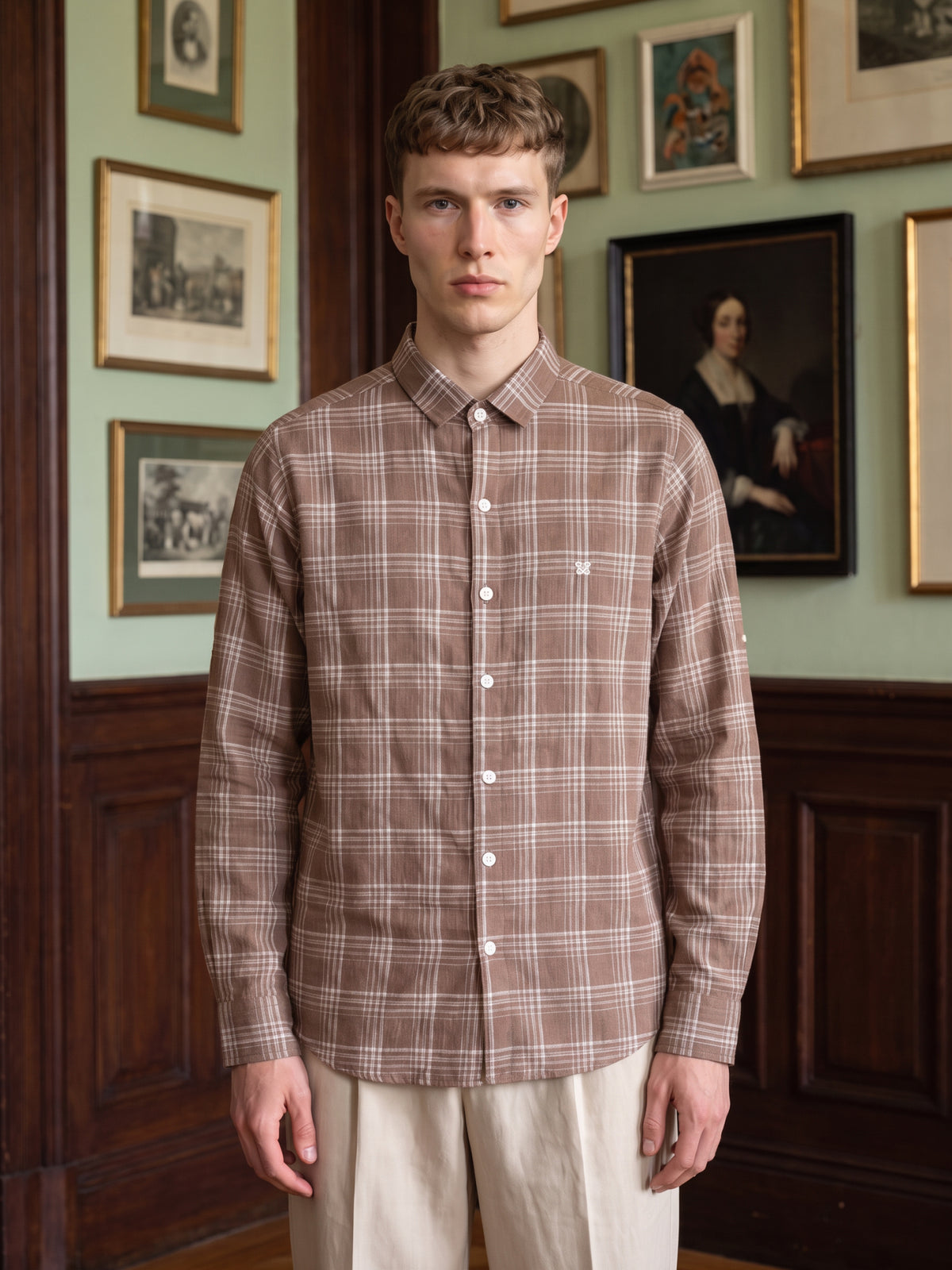 Men's Brown Checkered Casual Shirt