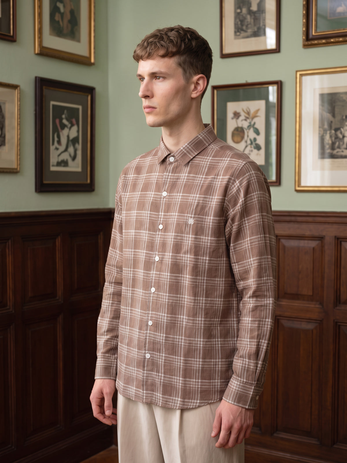 Men's Brown Checkered Casual Shirt