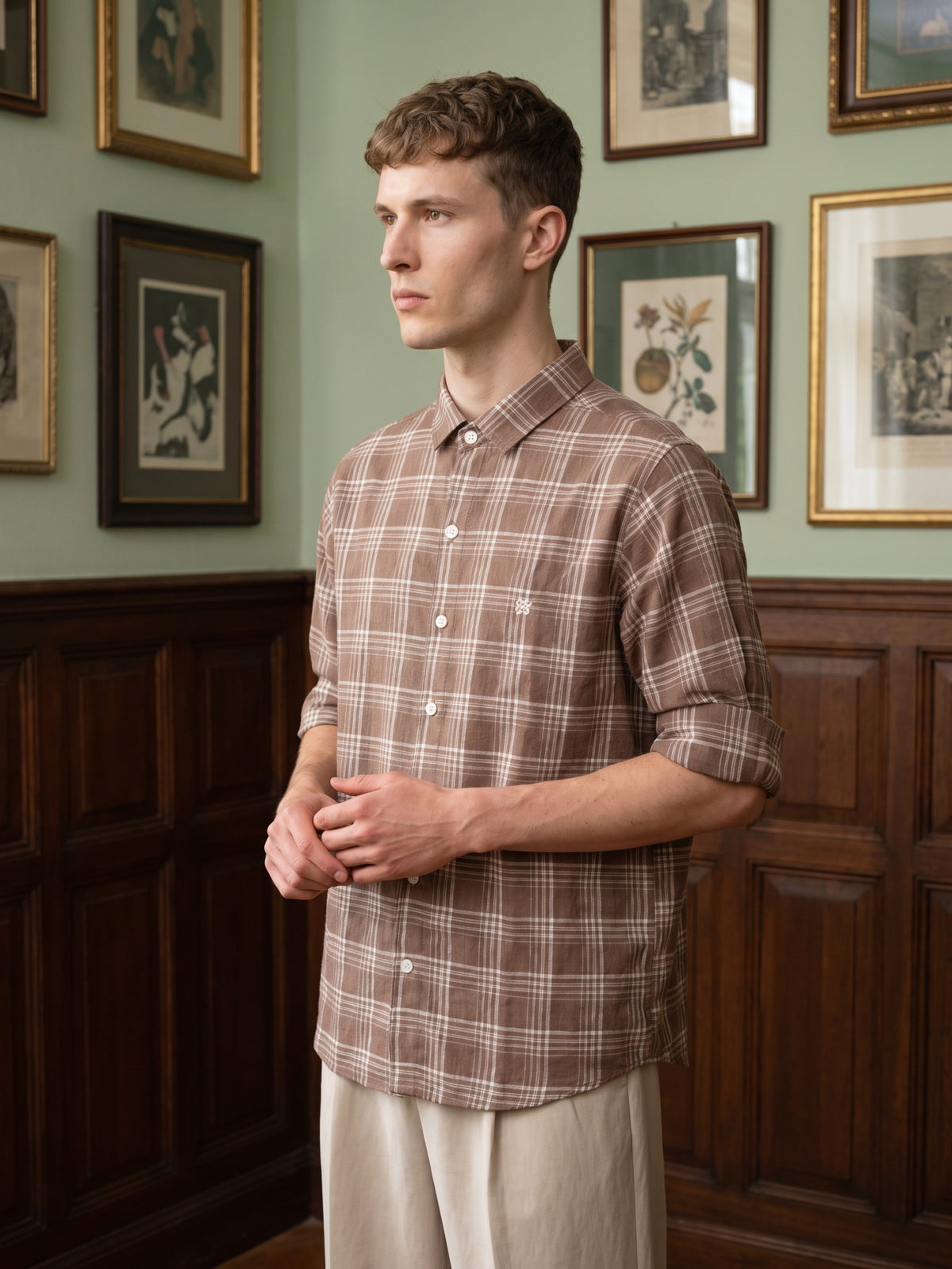 Men's Brown Checkered Casual Shirt