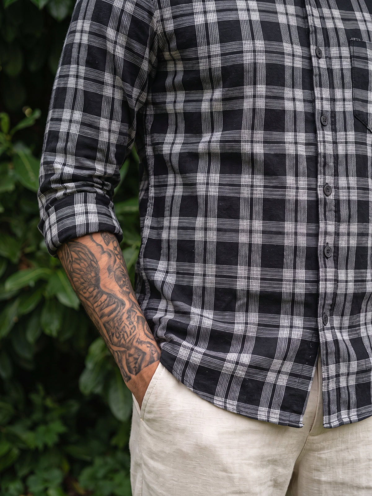 Men's Black Casual Checked Shirt