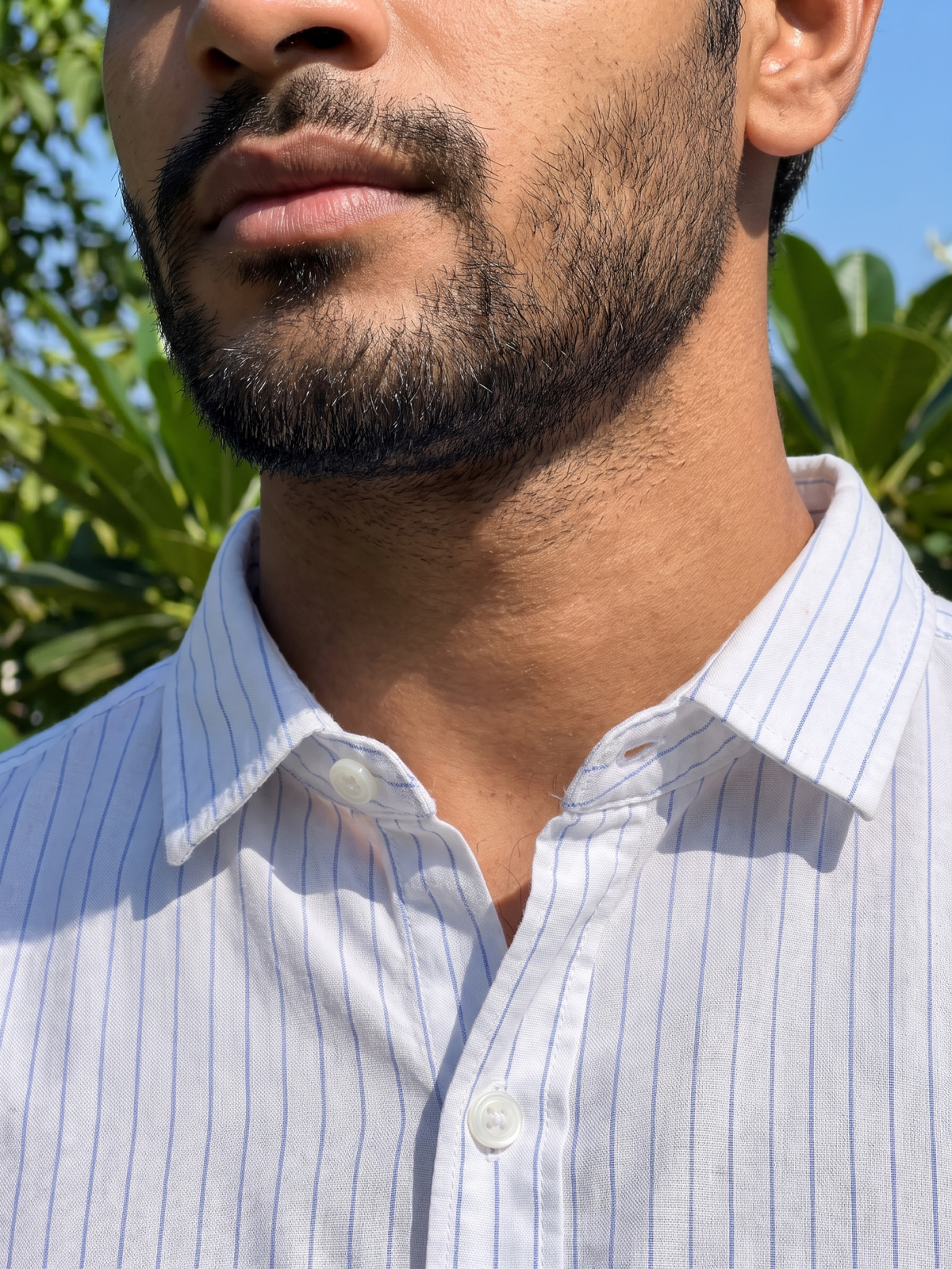 Men’s Pinstripe Casual Shirt – White & Blue