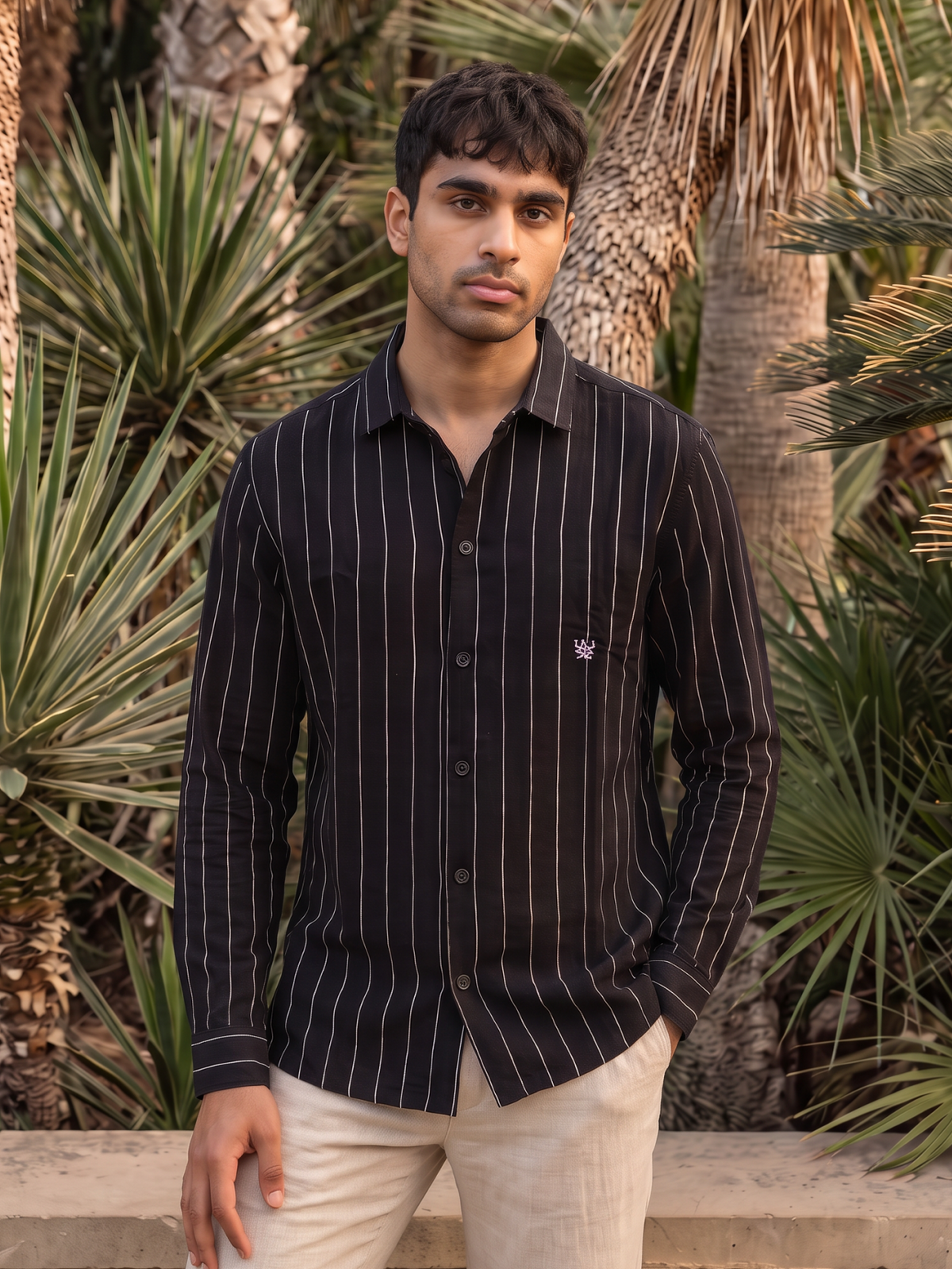 Men's Black Pinstripe Shirt