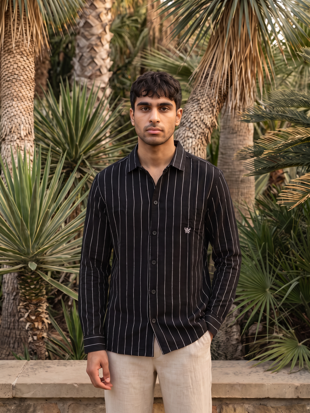 Men's Black Pinstripe Shirt