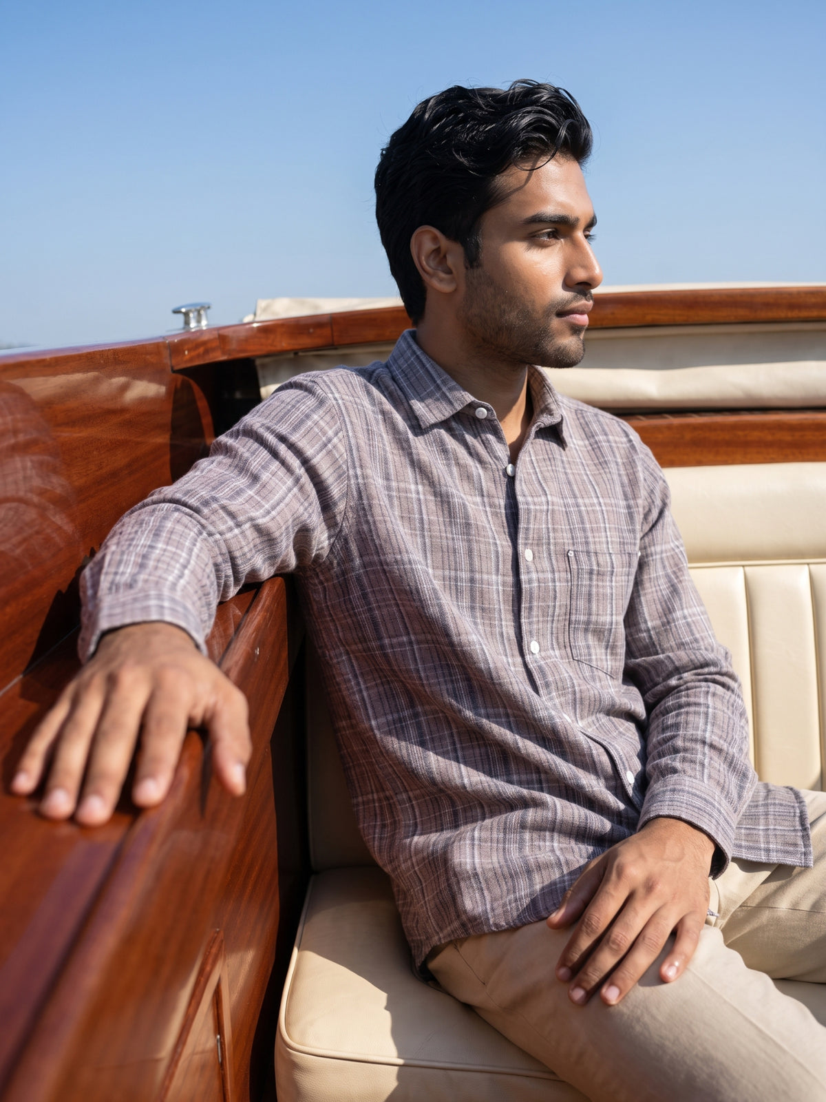 Men's Dark Pink Checked Casual Full Sleeve Shirt