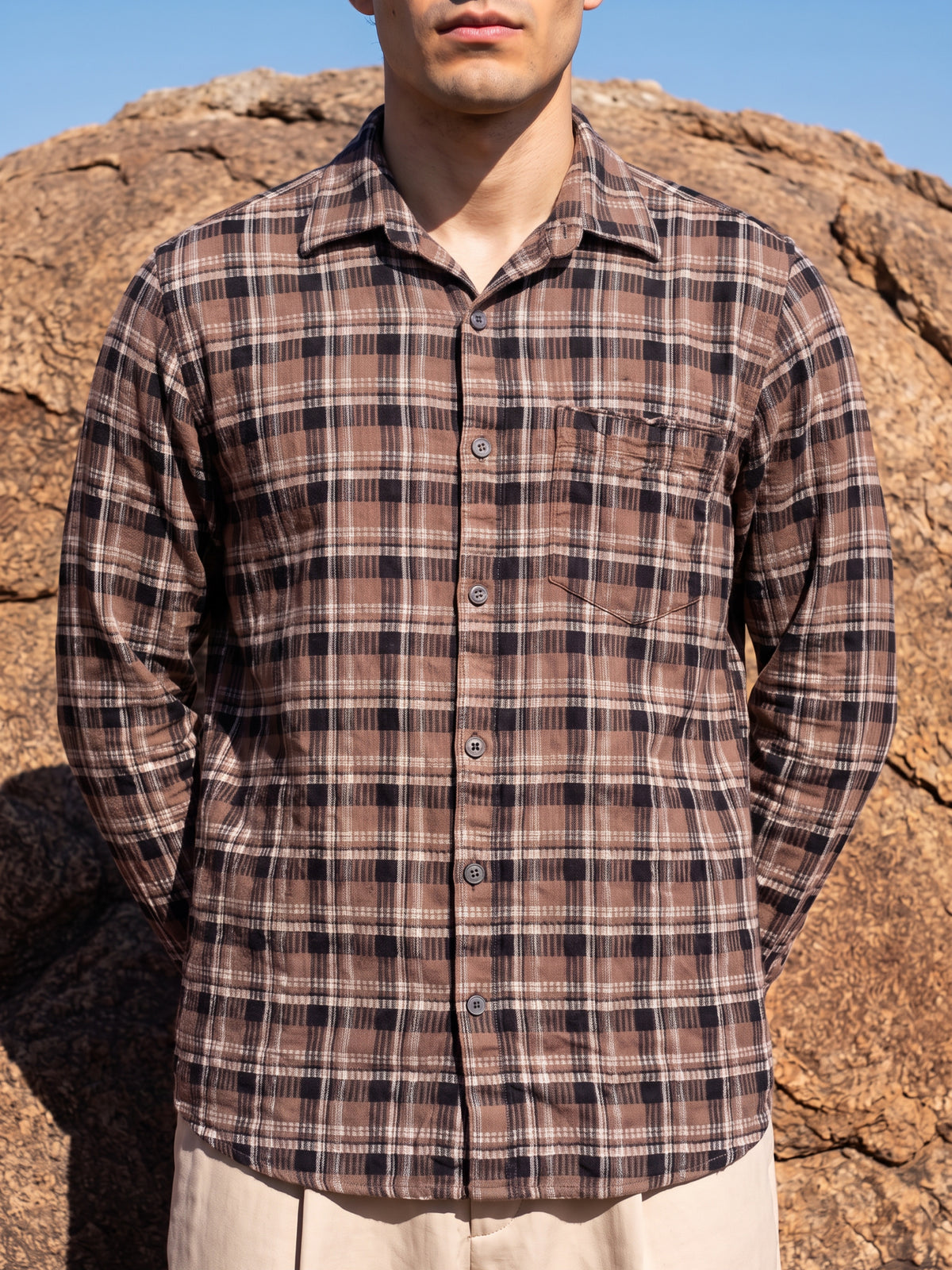 Men's Premium Brown Casual Flannel Shirt