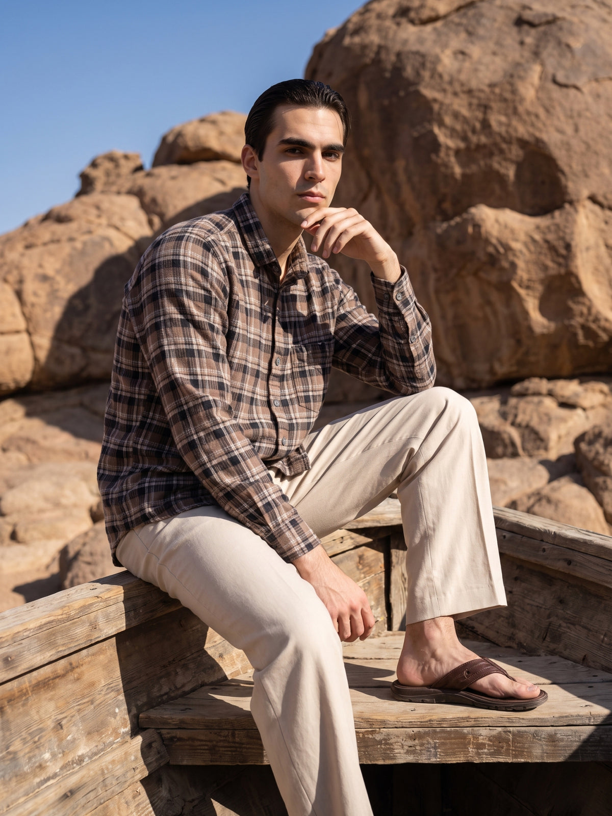 Men's Premium Brown Casual Flannel Shirt