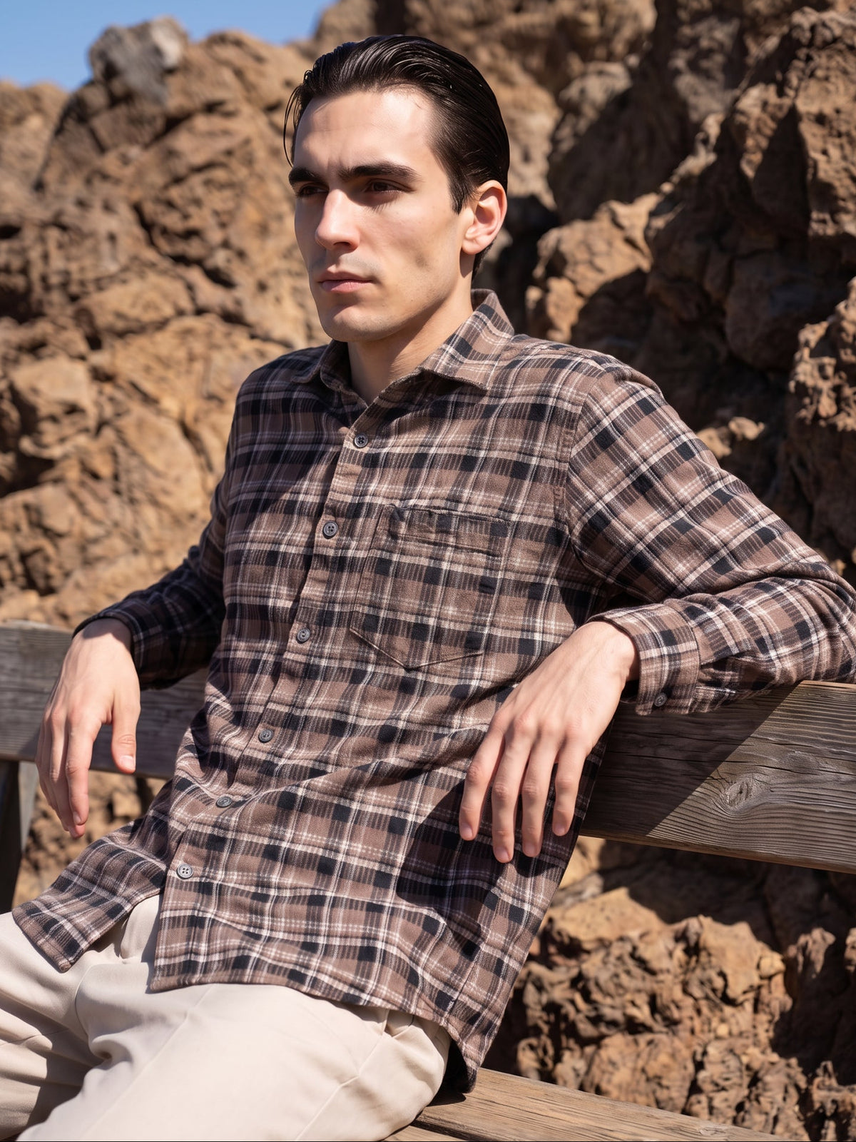 Men's Premium Brown Casual Flannel Shirt