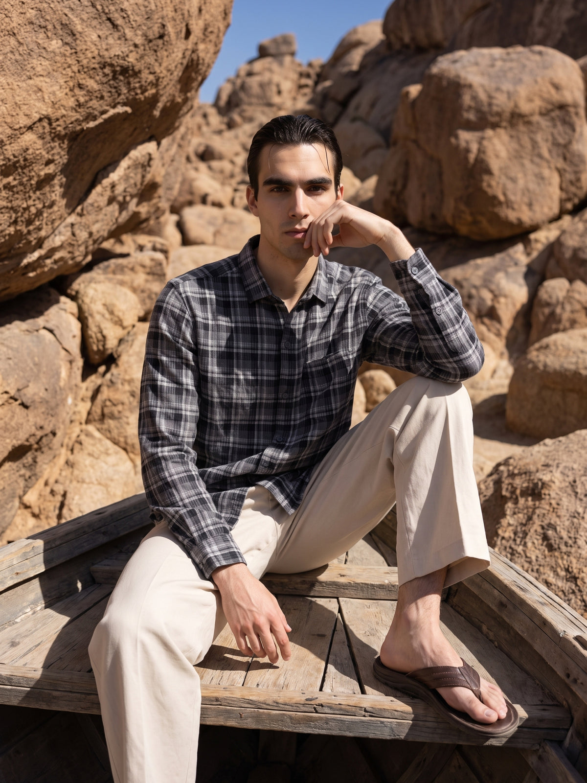 Men's Premium Grey Casual Flannel Shirt