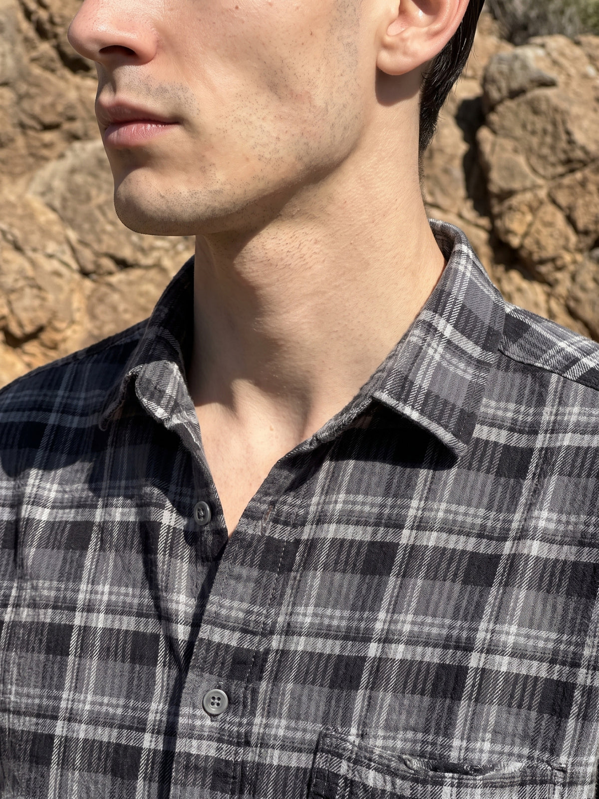 Men's Premium Grey Casual Flannel Shirt