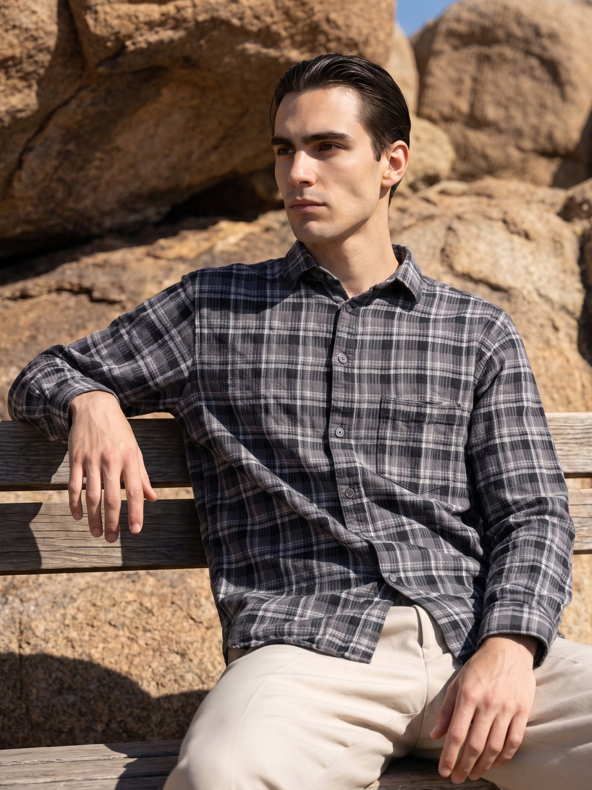 Men's Premium Grey Casual Flannel Shirt