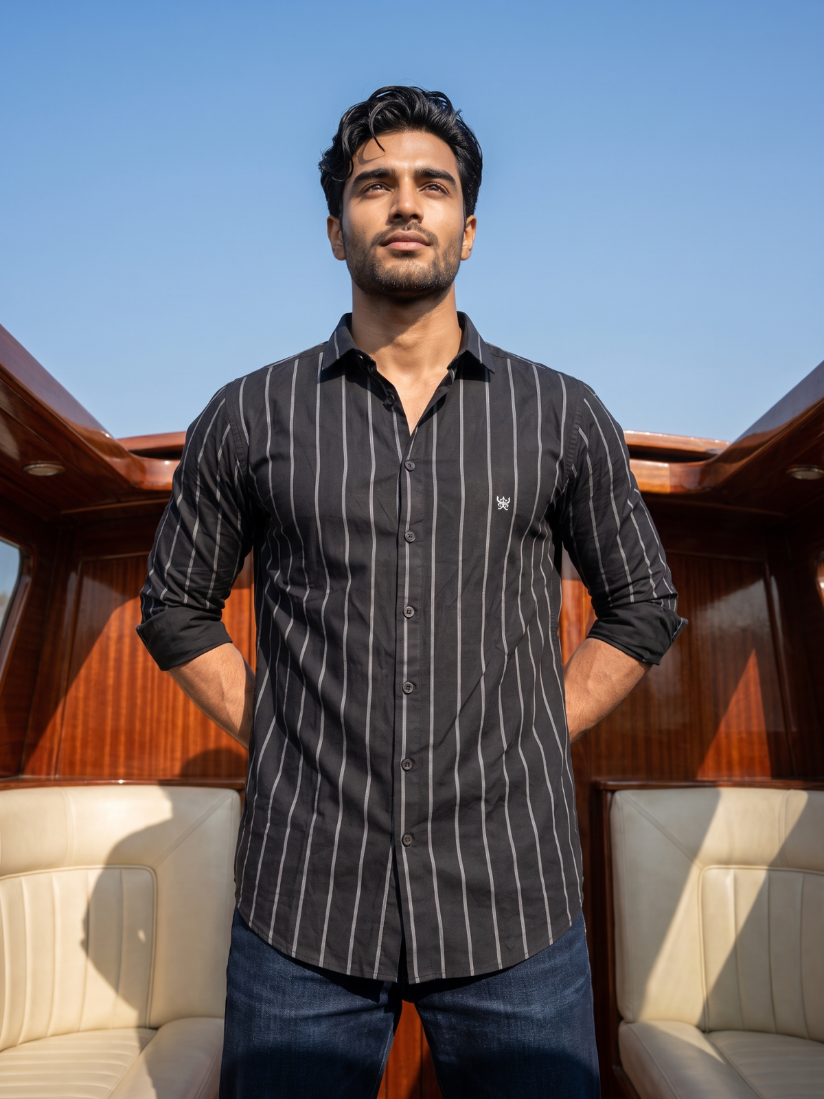 Men's White Vertical Striped Shirt