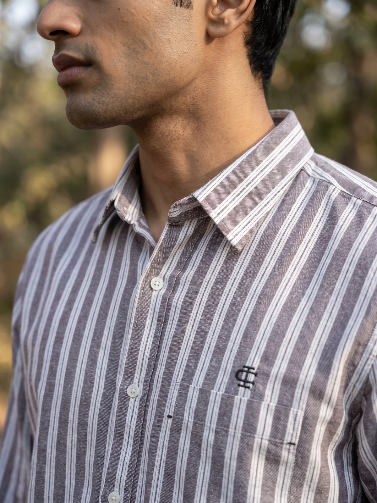 Men's Pink Vertical Striped Casual Shirt