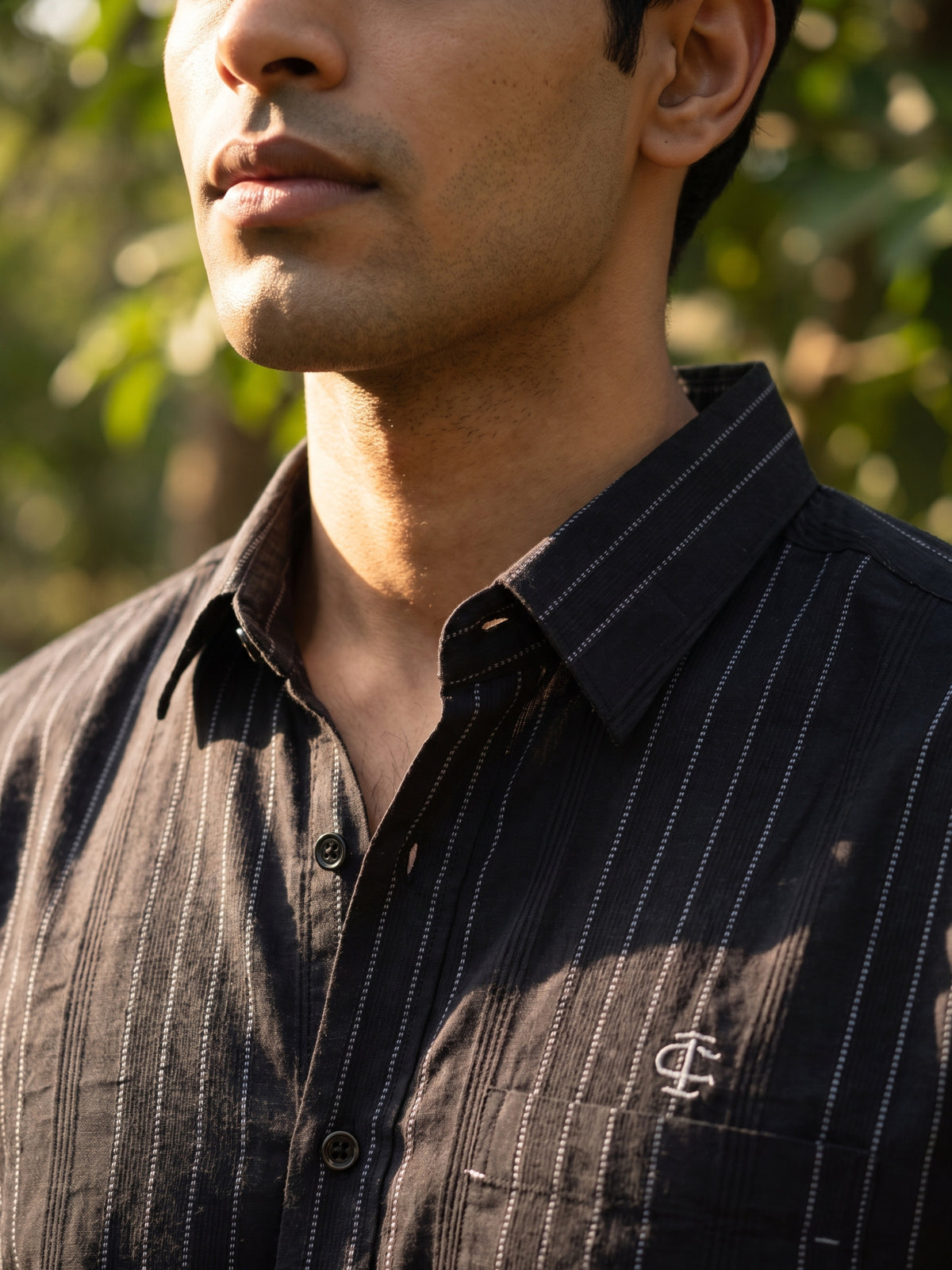 Men's Black Pinstripe Casual Shirt