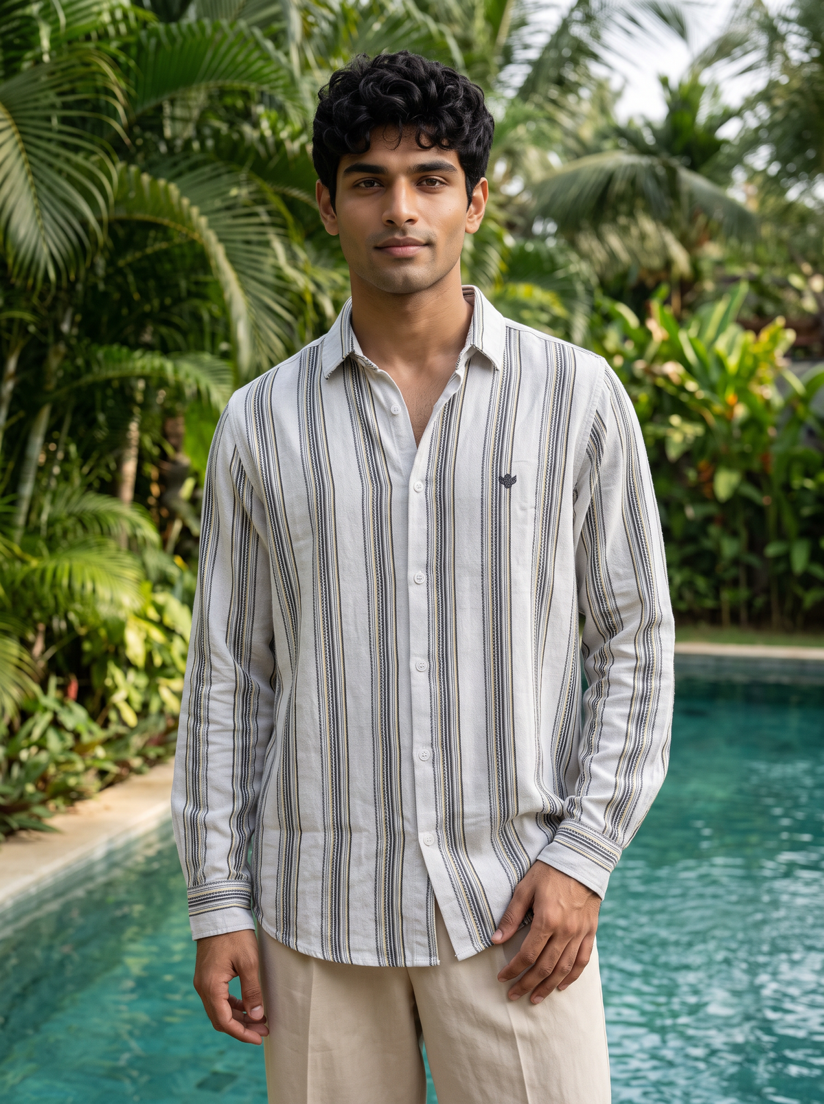 Men’s Vertical Stripe Casual Shirt – White