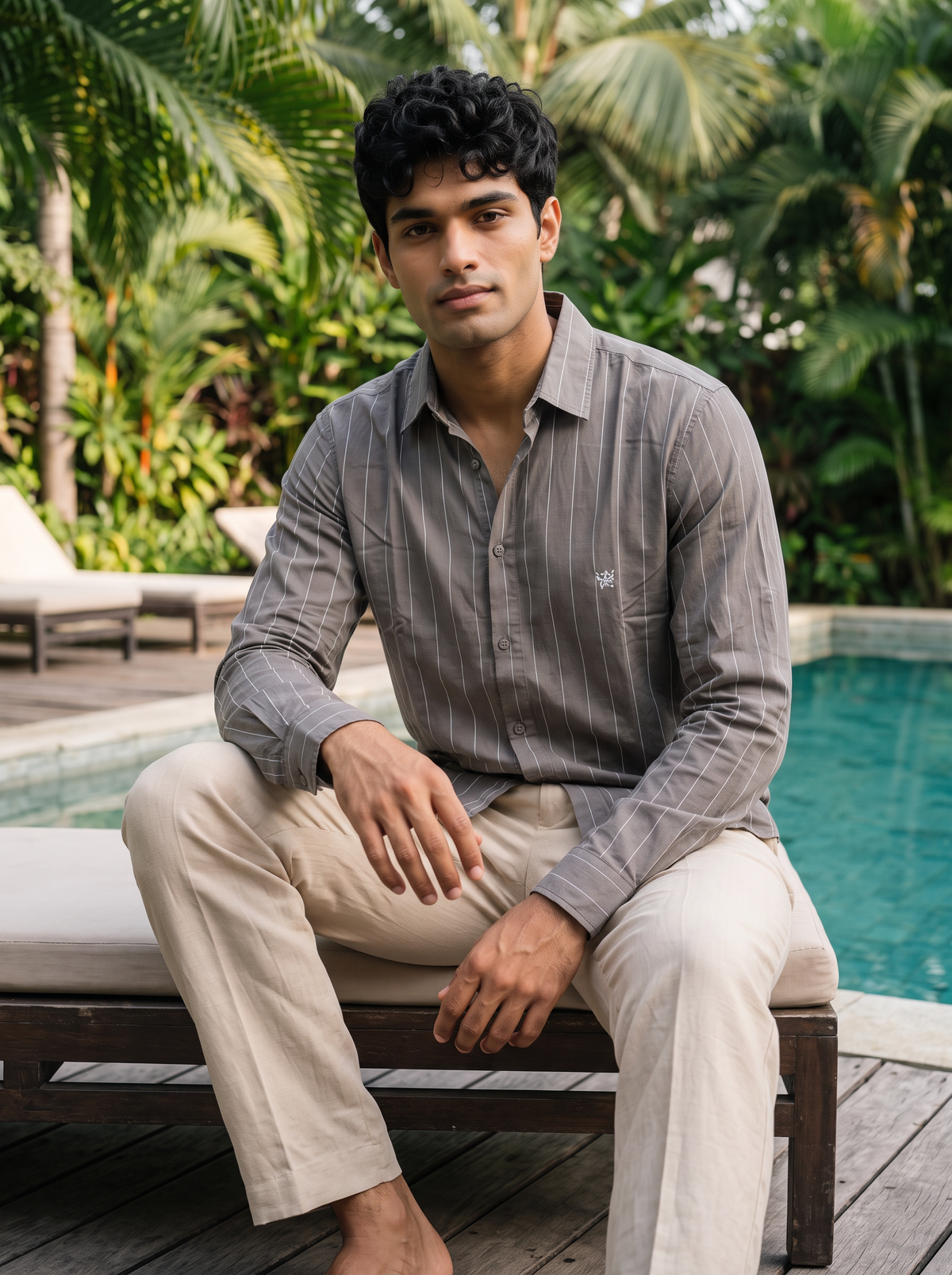 Men's Grey Pinstripe Shirt