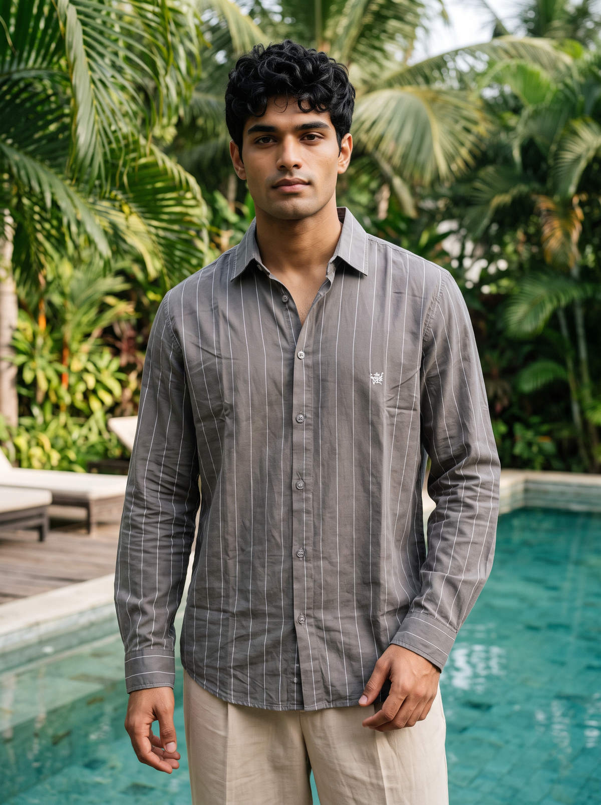 Men's Grey Pinstripe Shirt