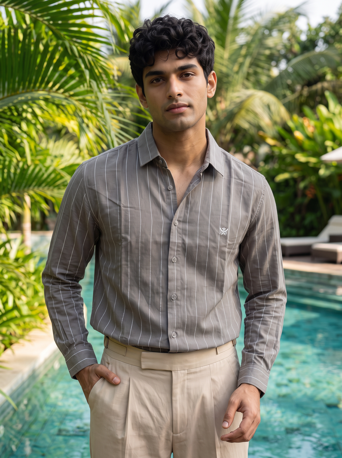 Men's Grey Pinstripe Shirt