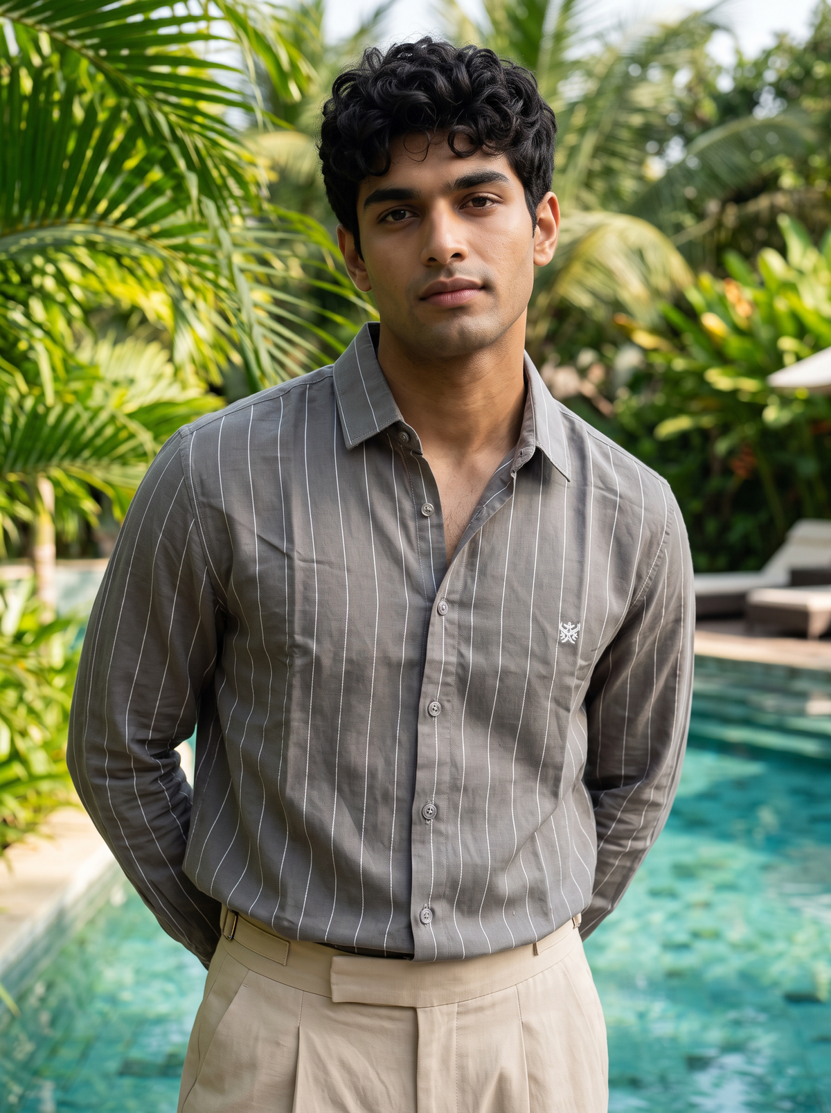 Men's Grey Pinstripe Shirt