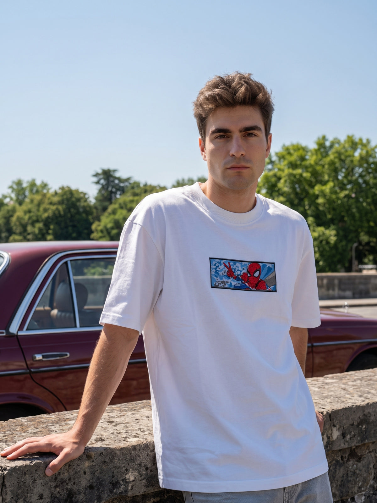 Men’s Premium Graphic Patch Oversized T-Shirt - White