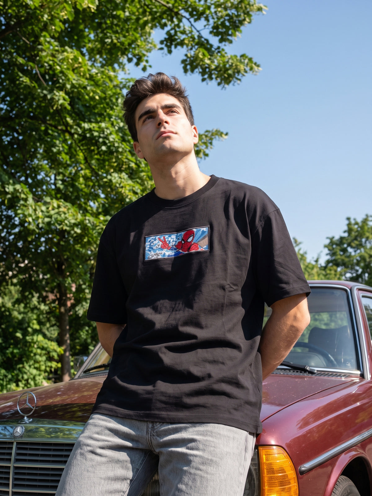 Men’s Premium Graphic Patch Oversized T-Shirt - Black