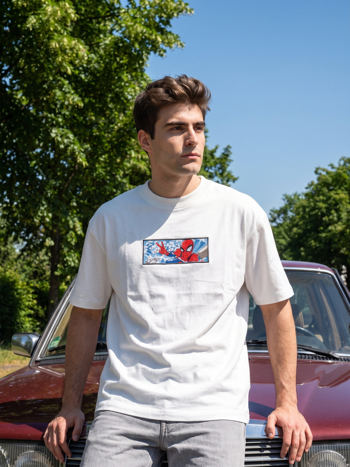 Men’s Premium Graphic Patch Oversized T-Shirt - White