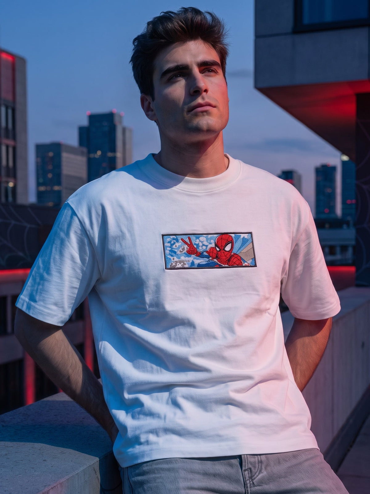 Men’s Premium Graphic Patch Oversized T-Shirt - White