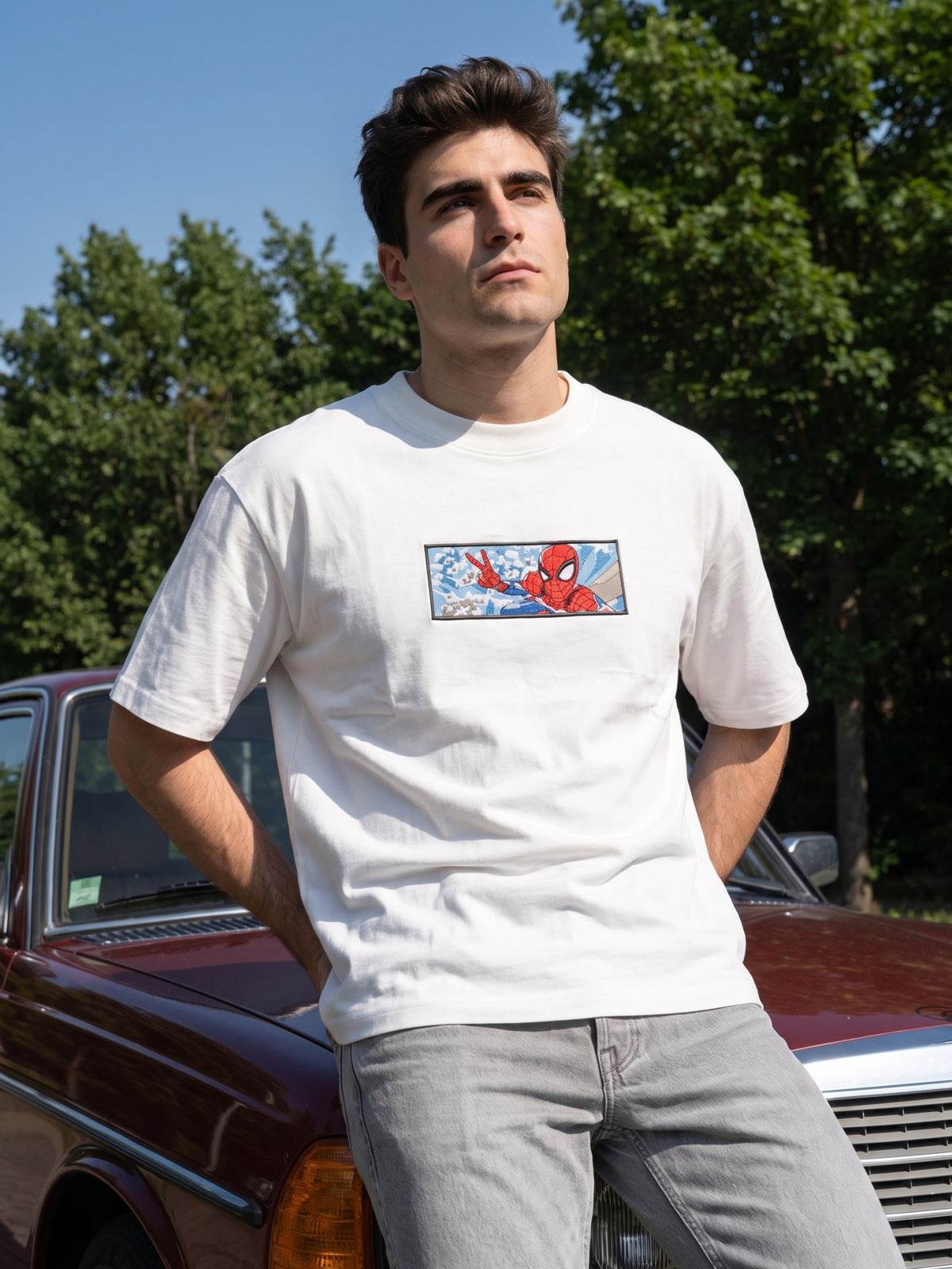 Men’s Premium Graphic Patch Oversized T-Shirt - White