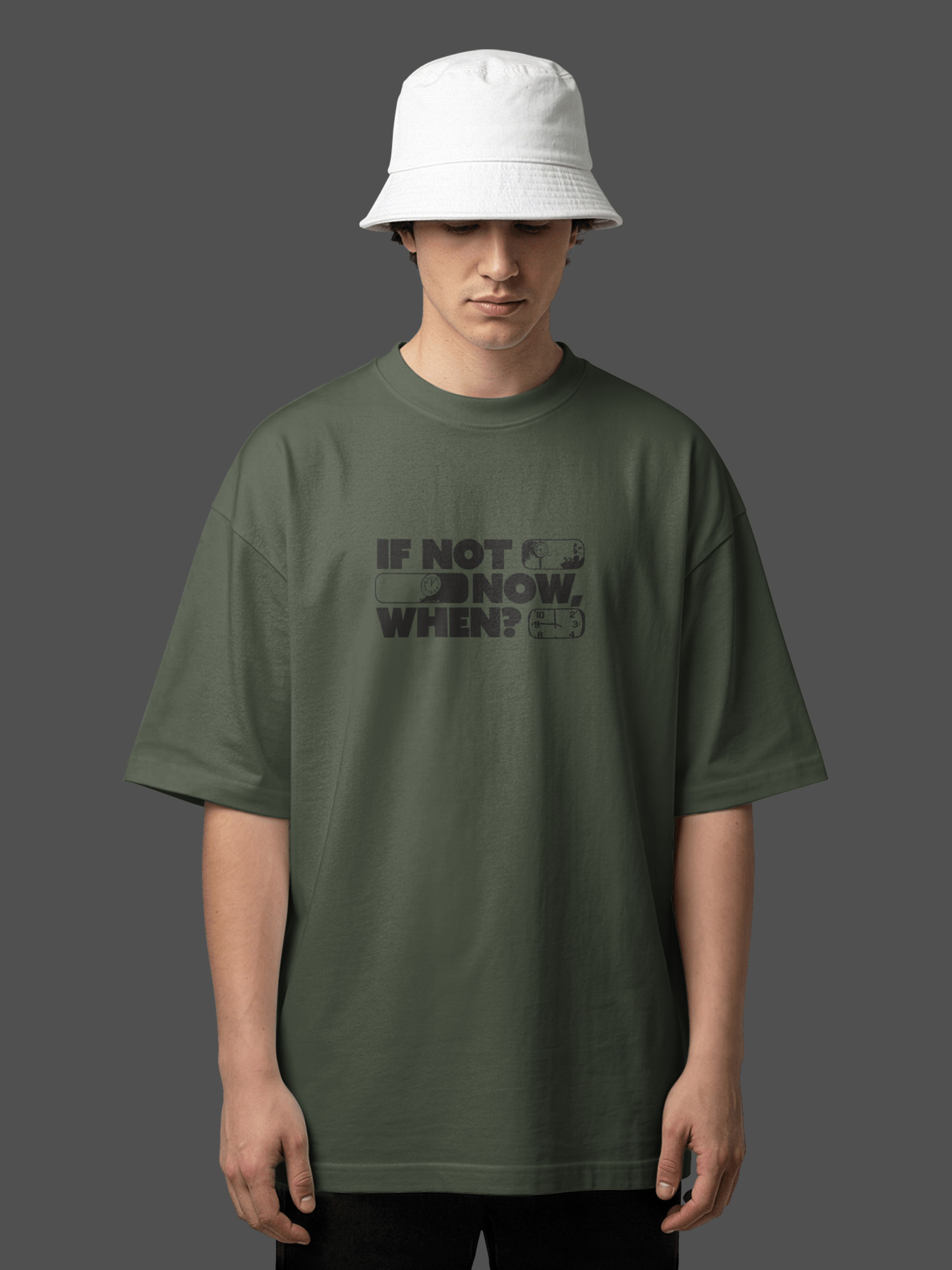 Men’s Graphic Oversized T-Shirt - Olive