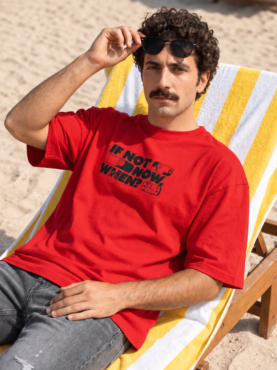Men’s Graphic Oversized T-Shirt - Orange