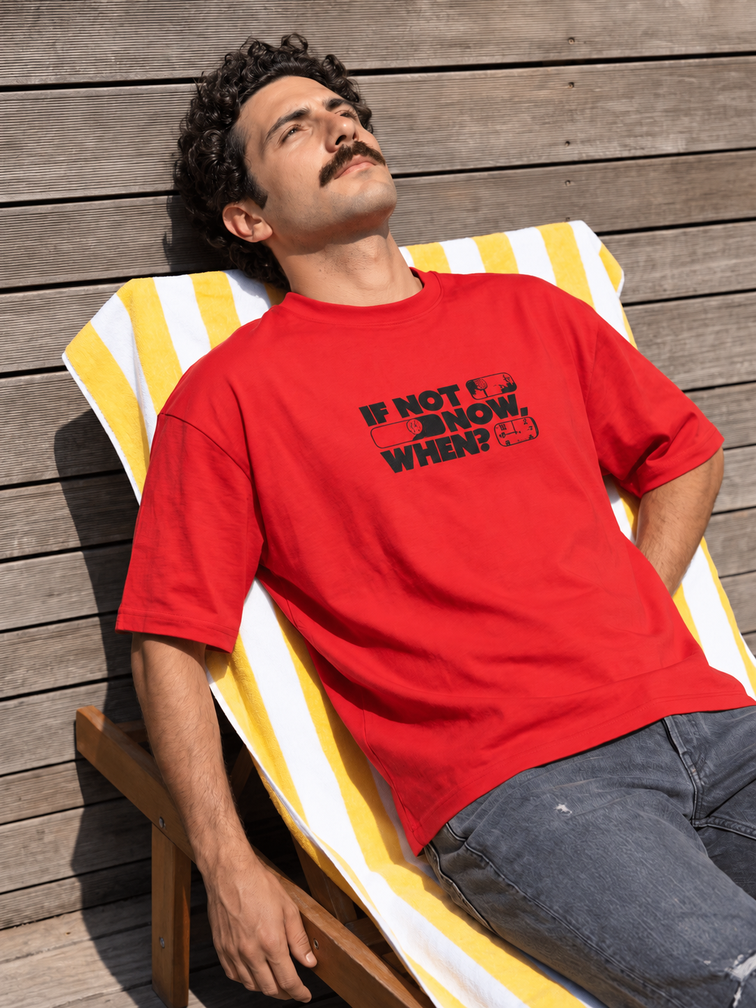 Men’s Graphic Oversized T-Shirt - Orange