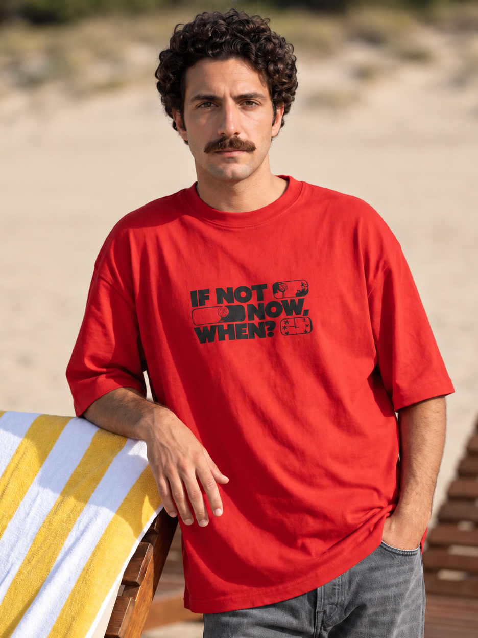 Men’s Graphic Oversized T-Shirt - Orange