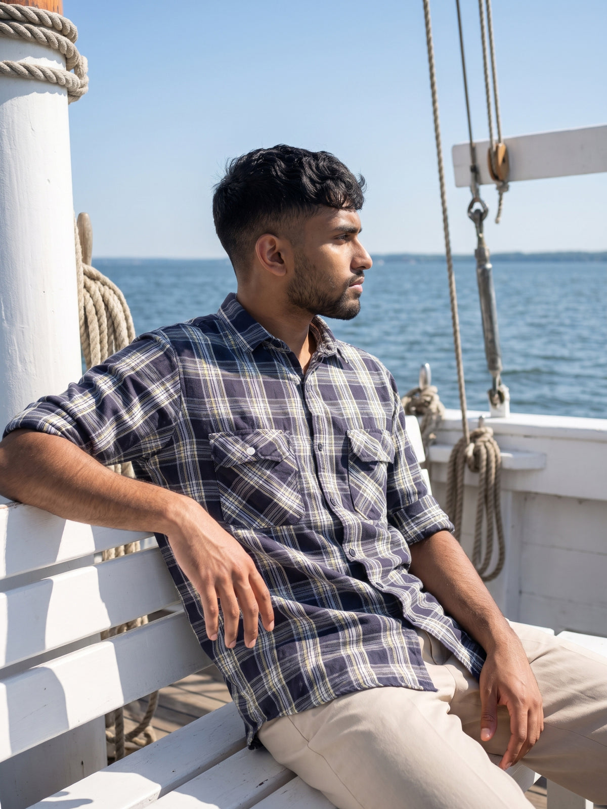 Men's Blue Premium Checked Casual Shirt