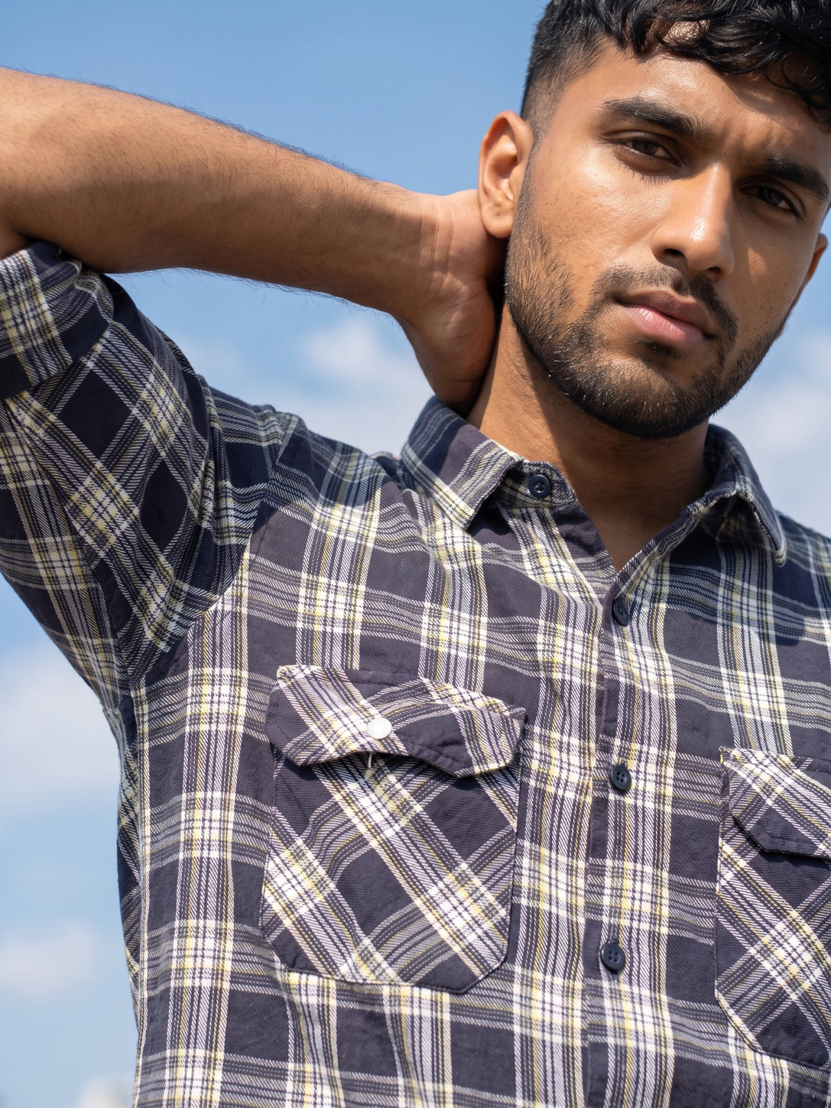 Men's Blue Premium Checked Casual Shirt