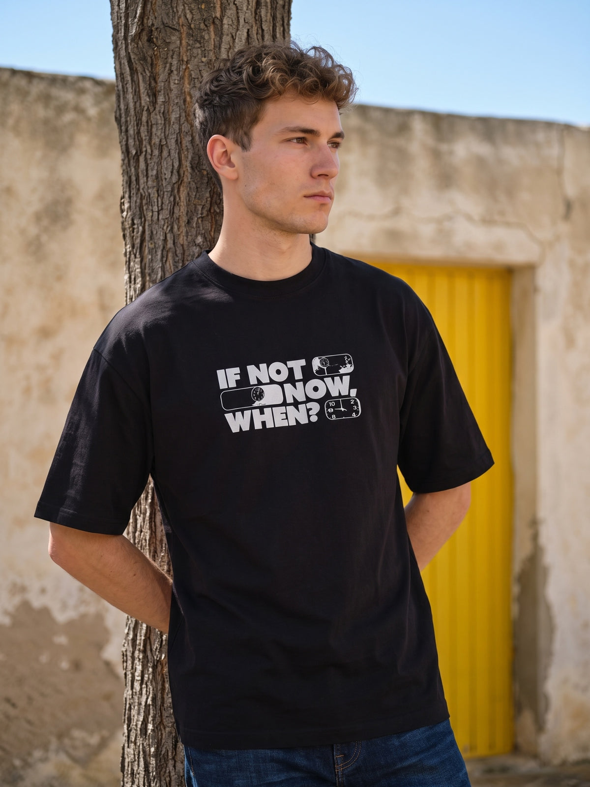 Men’s Graphic Oversized T-Shirt -Black