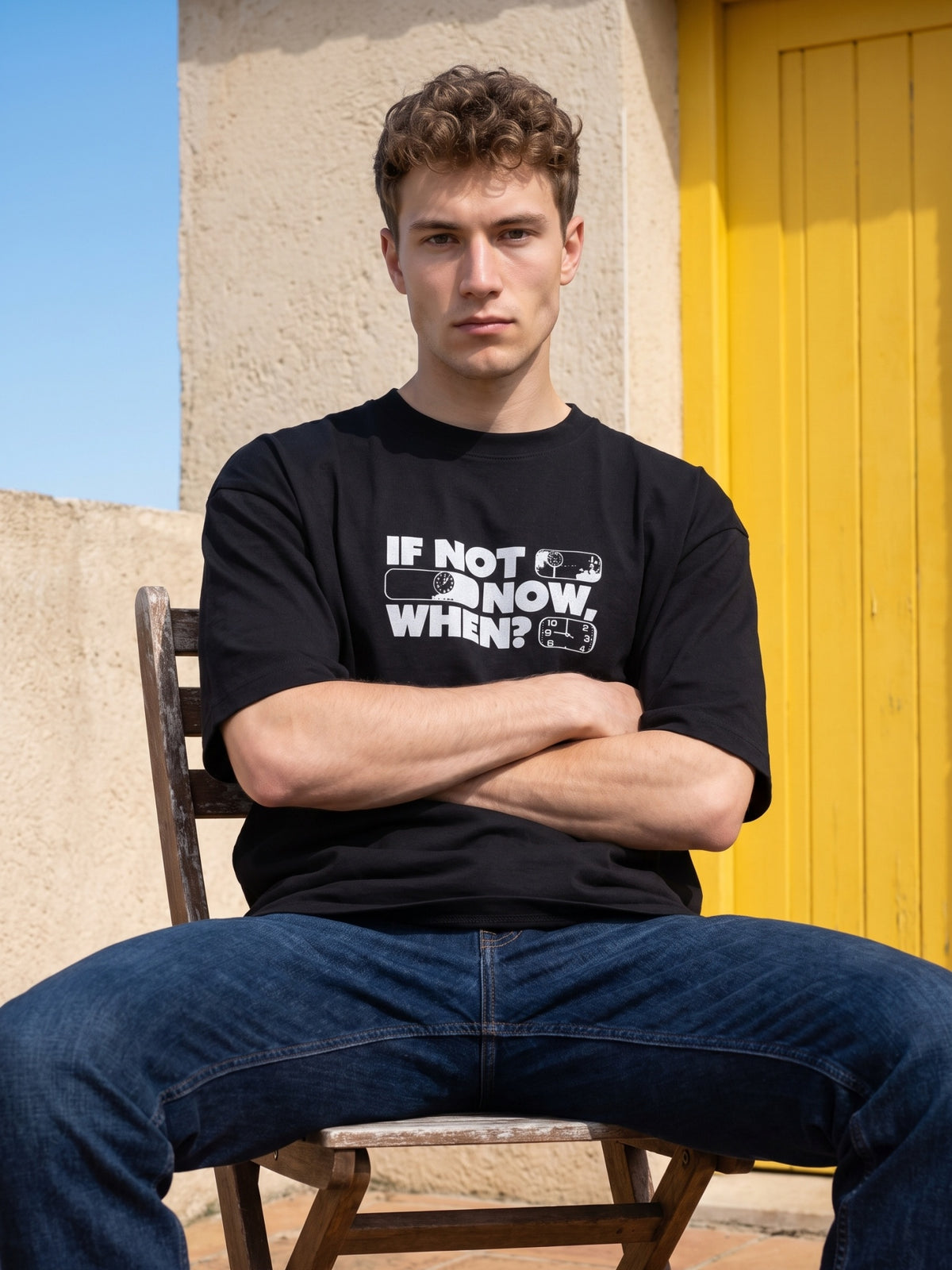 Men’s Graphic Oversized T-Shirt -Black