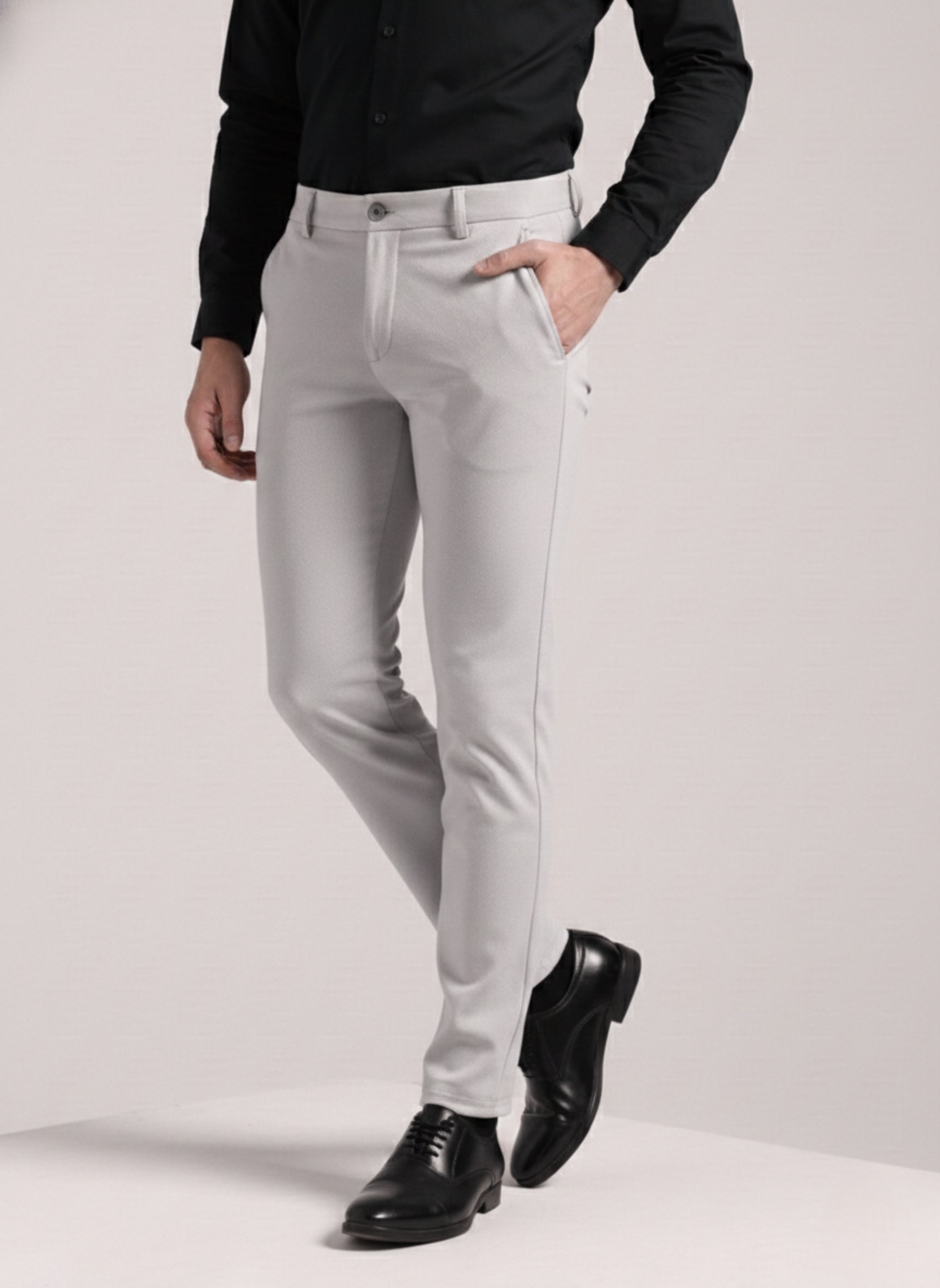 Men's Pale Grey Soft Lycra Trouser