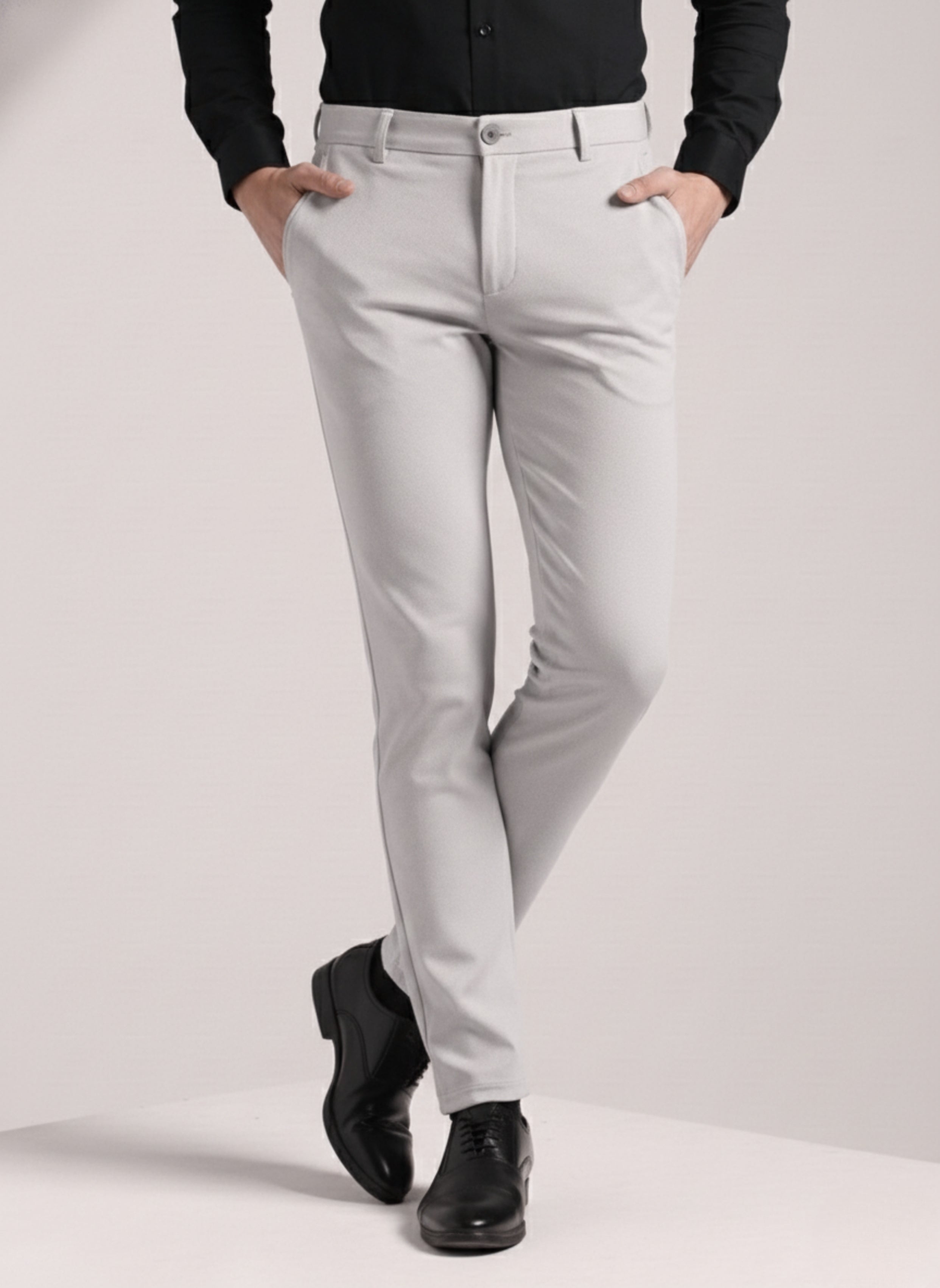 Men's Pale Grey Soft Lycra Trouser