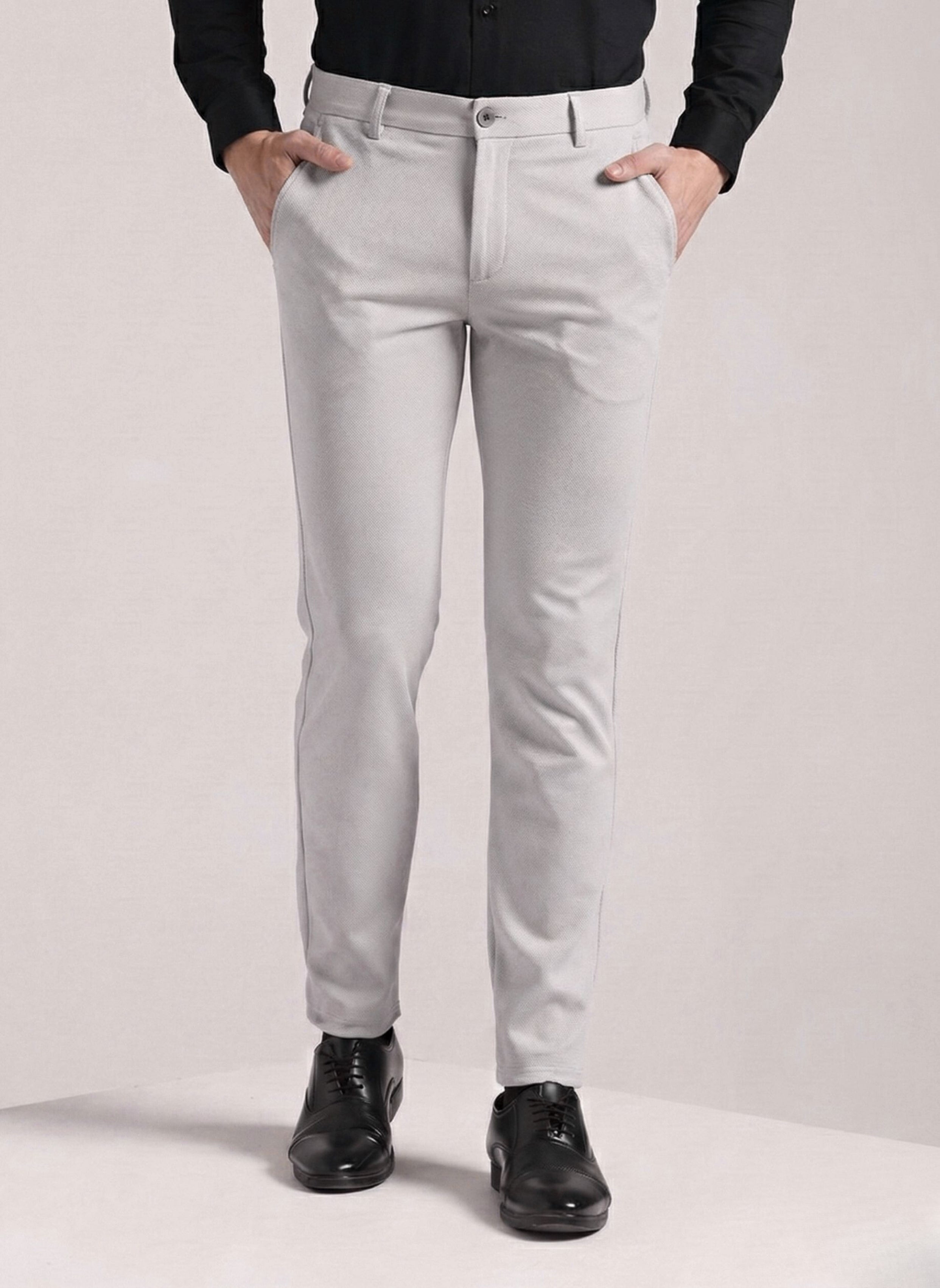 Men's Pale Grey Soft Lycra Trouser
