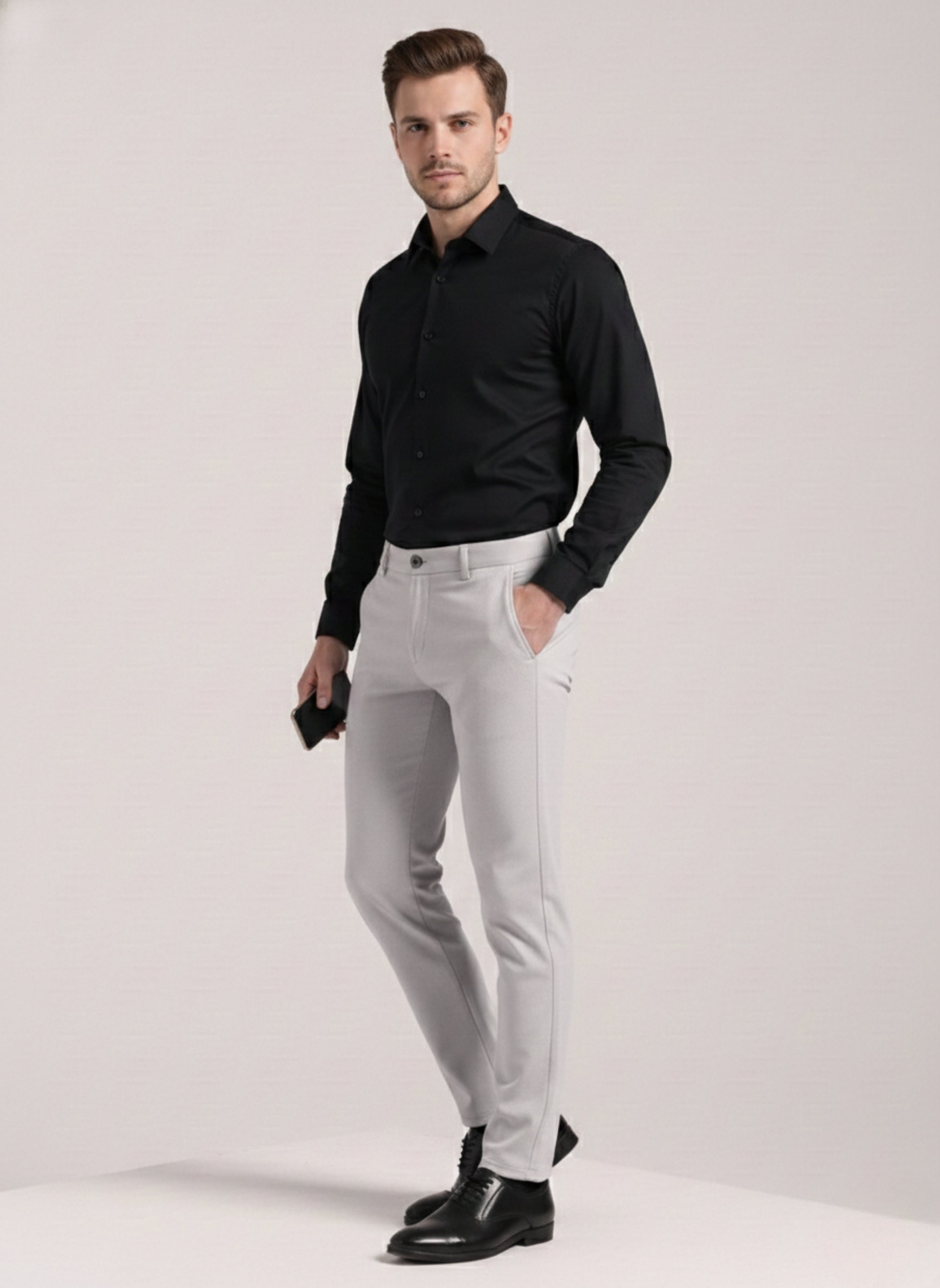 Men's Pale Grey Soft Lycra Trouser