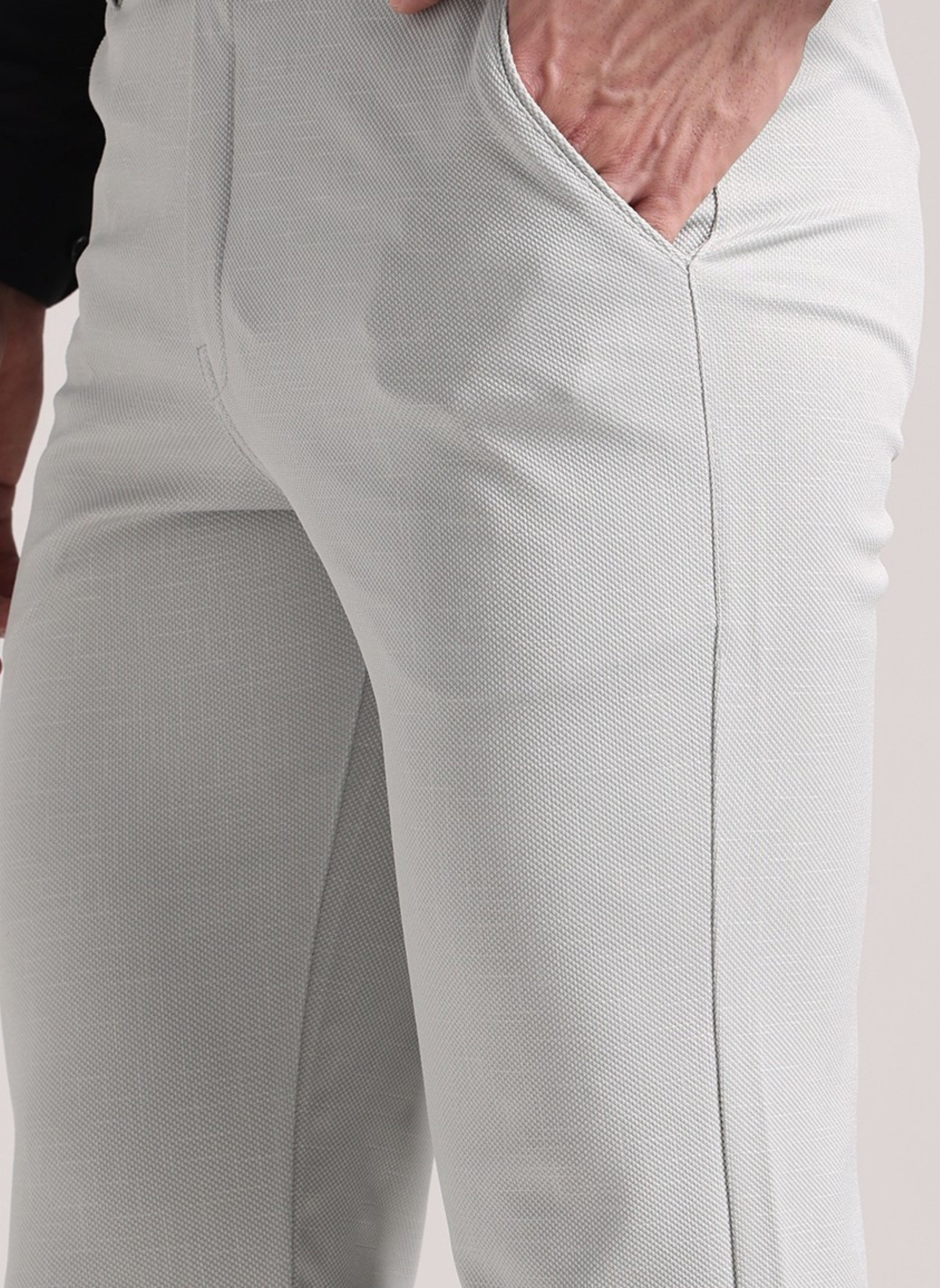 Men's Pale Grey Soft Lycra Trouser