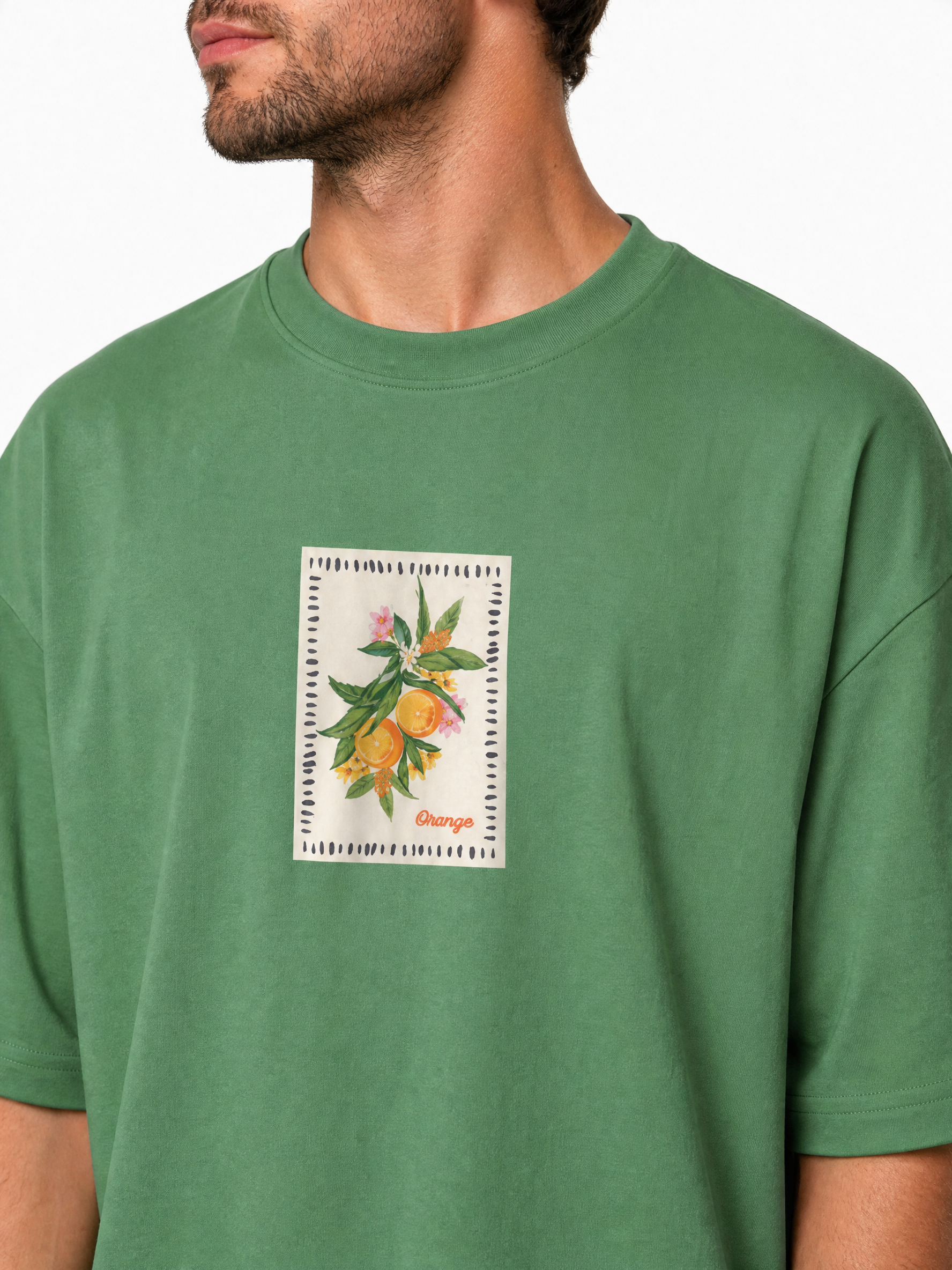 Men’s Orange Graphic Oversized T-Shirt - Pista