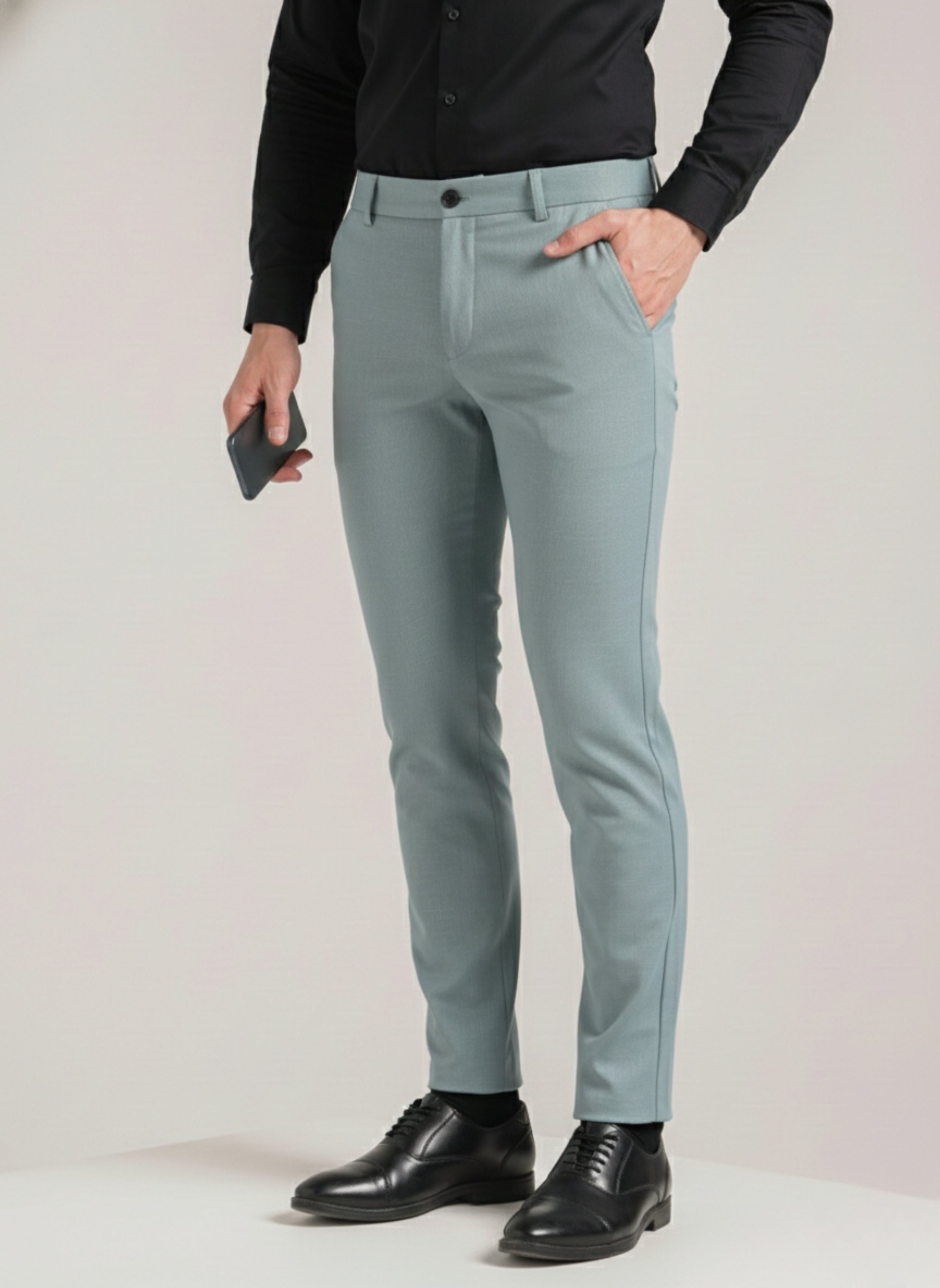 Men's Light Green Soft Lycra Trouser