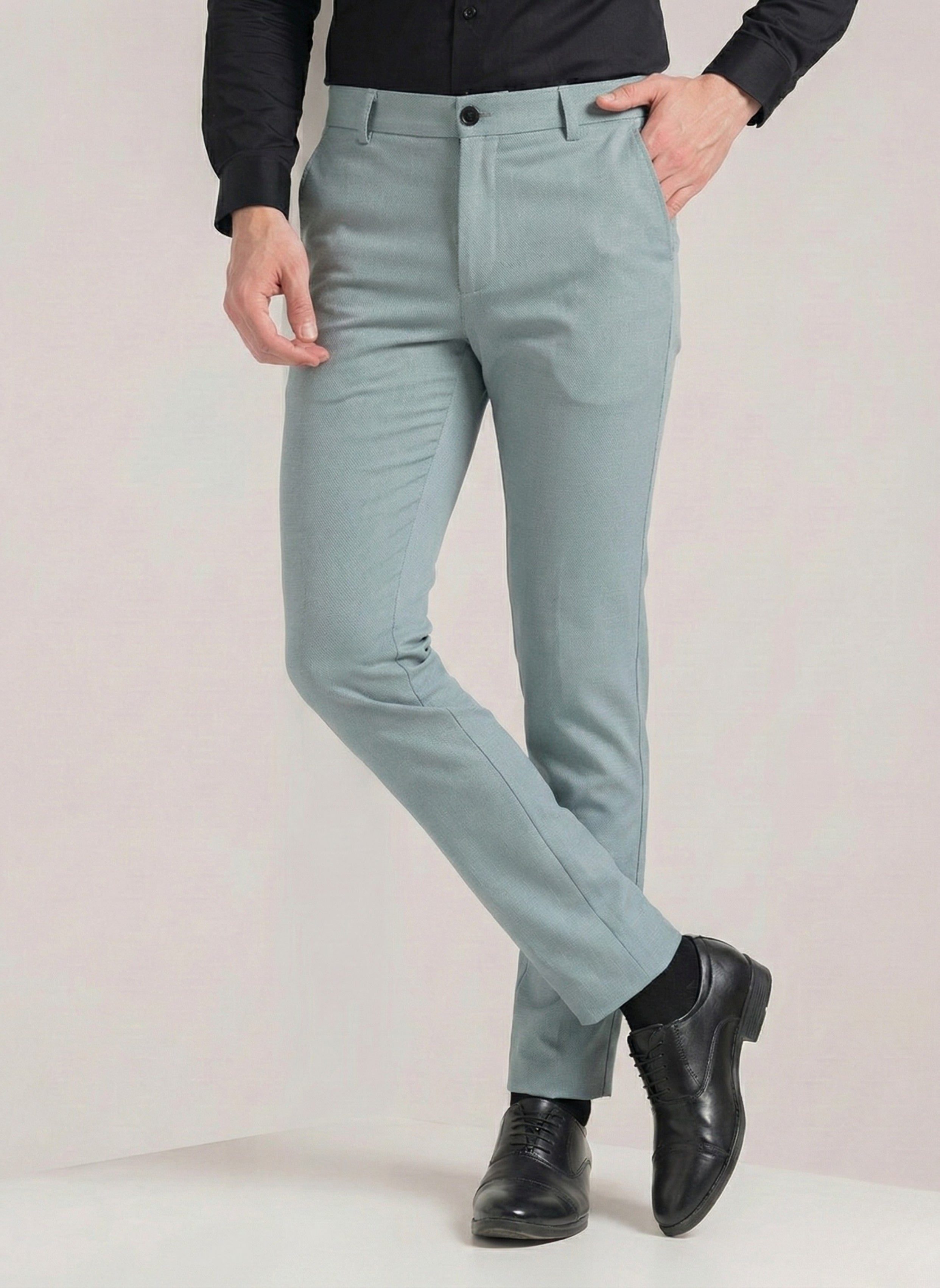 Men's Light Green Soft Lycra Trouser