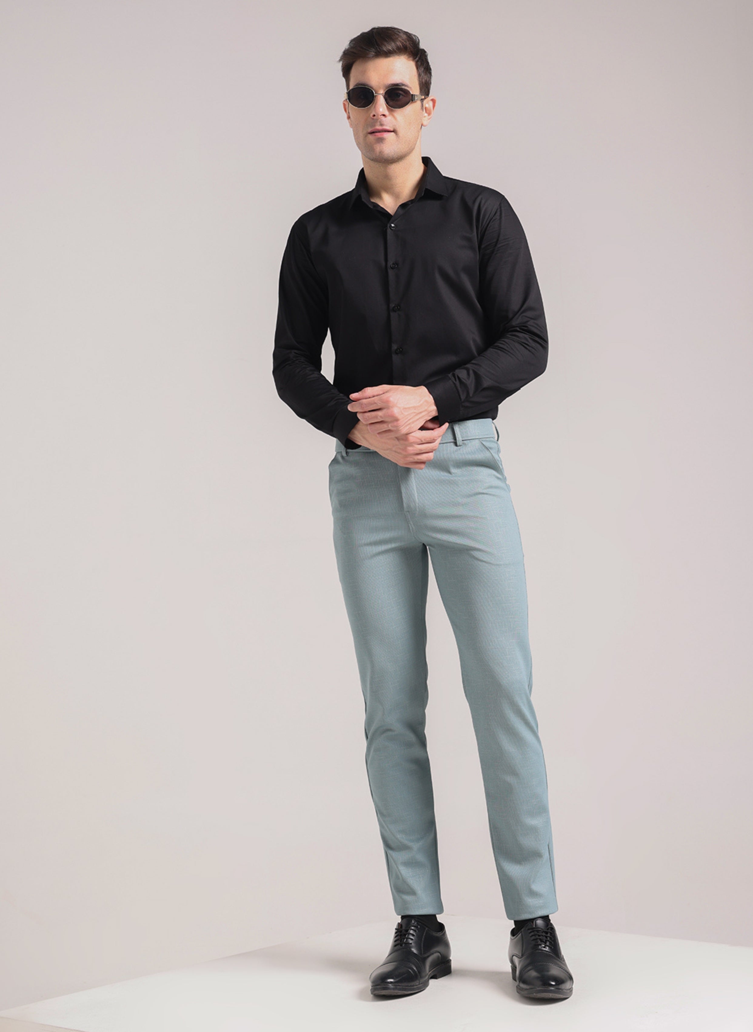 Men's Light Green Soft Lycra Trouser