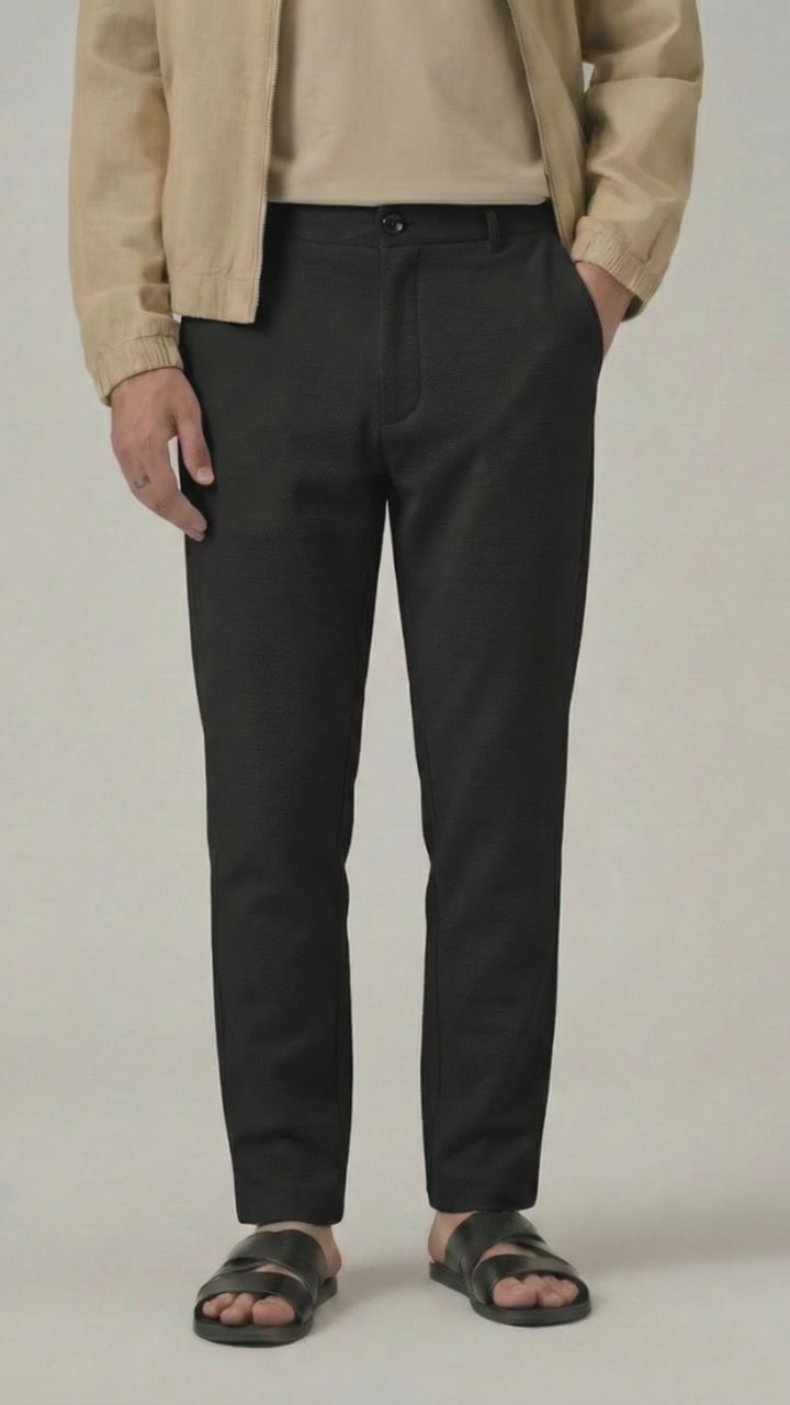 Men's Black Checks Soft Lycra Trousers