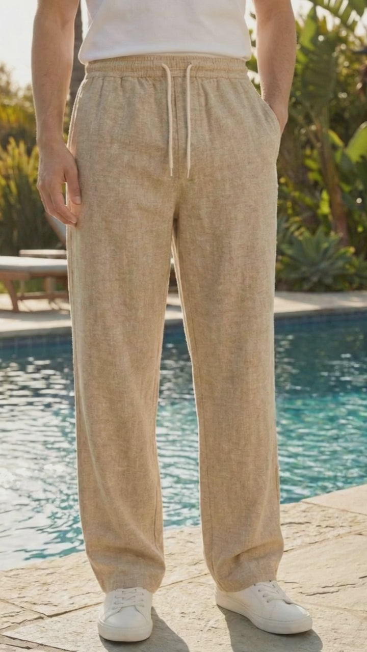 Men’s Sandy Beige Premium Lycra Stretch Leisure Trousers