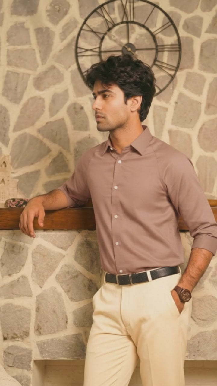 Men's Dusty Rose Modern Luxe Shirt: Raglan Cut & Silky Soft Texture