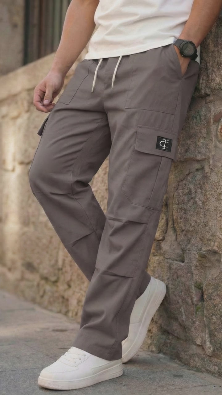 Men’s Earthy Umber Multi-Pocket Cargo Pants