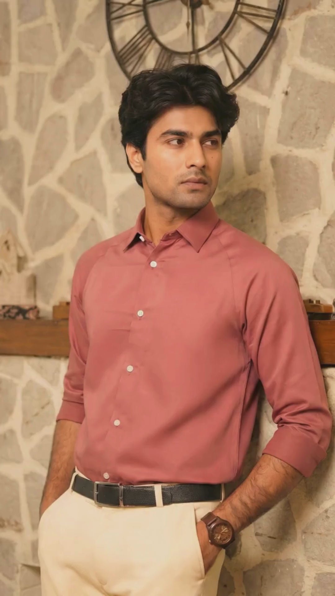 Men's Muted Mauve Modern Luxe Shirt: Raglan Cut & Silky Soft Texture